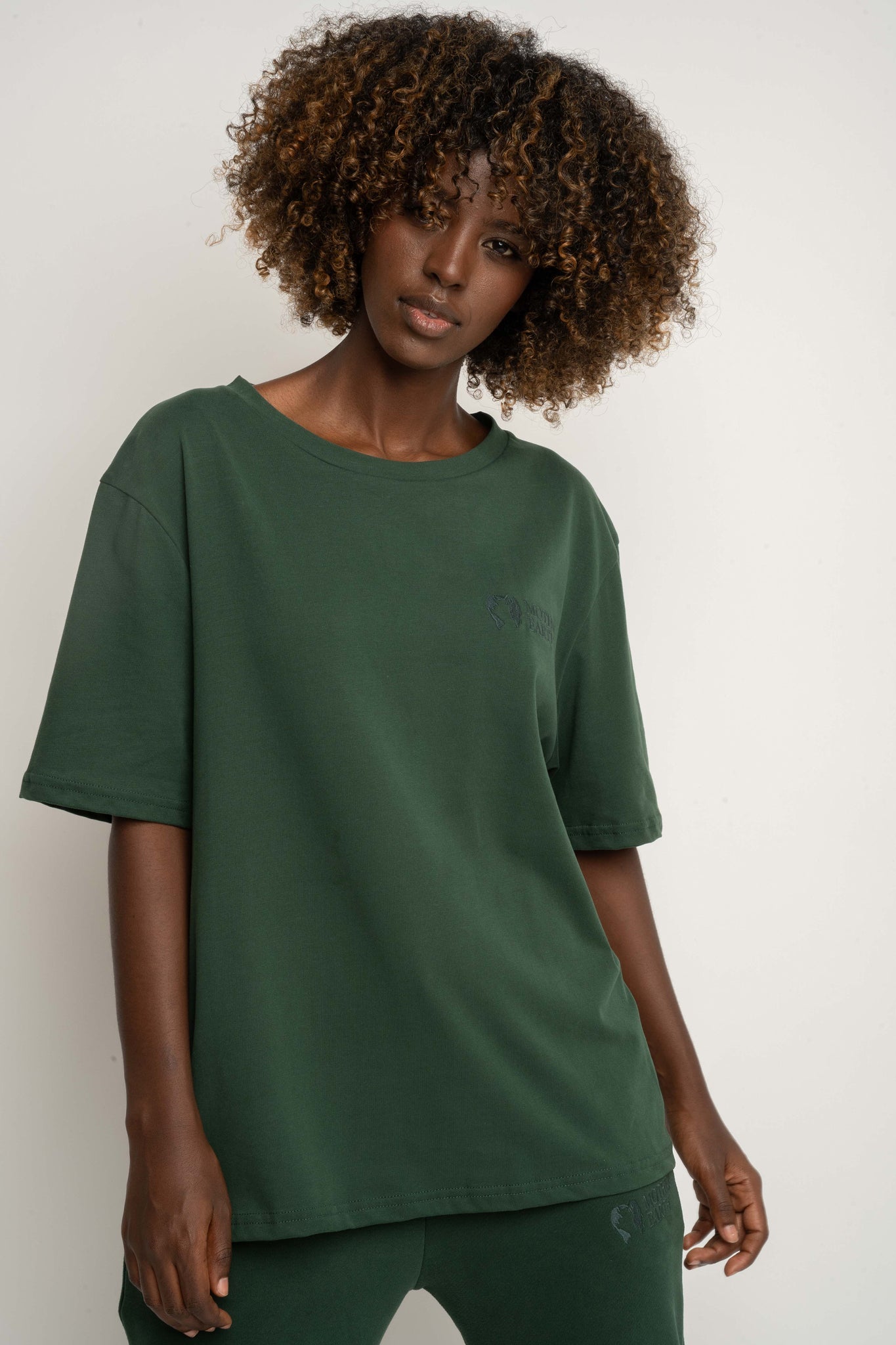 T-SHIRT DAMSKI CIEMNOZIELONY- OYSTER