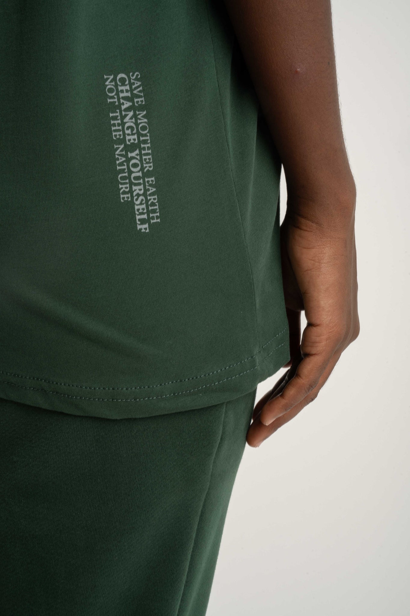 T-SHIRT DAMSKI CIEMNOZIELONY- OYSTER