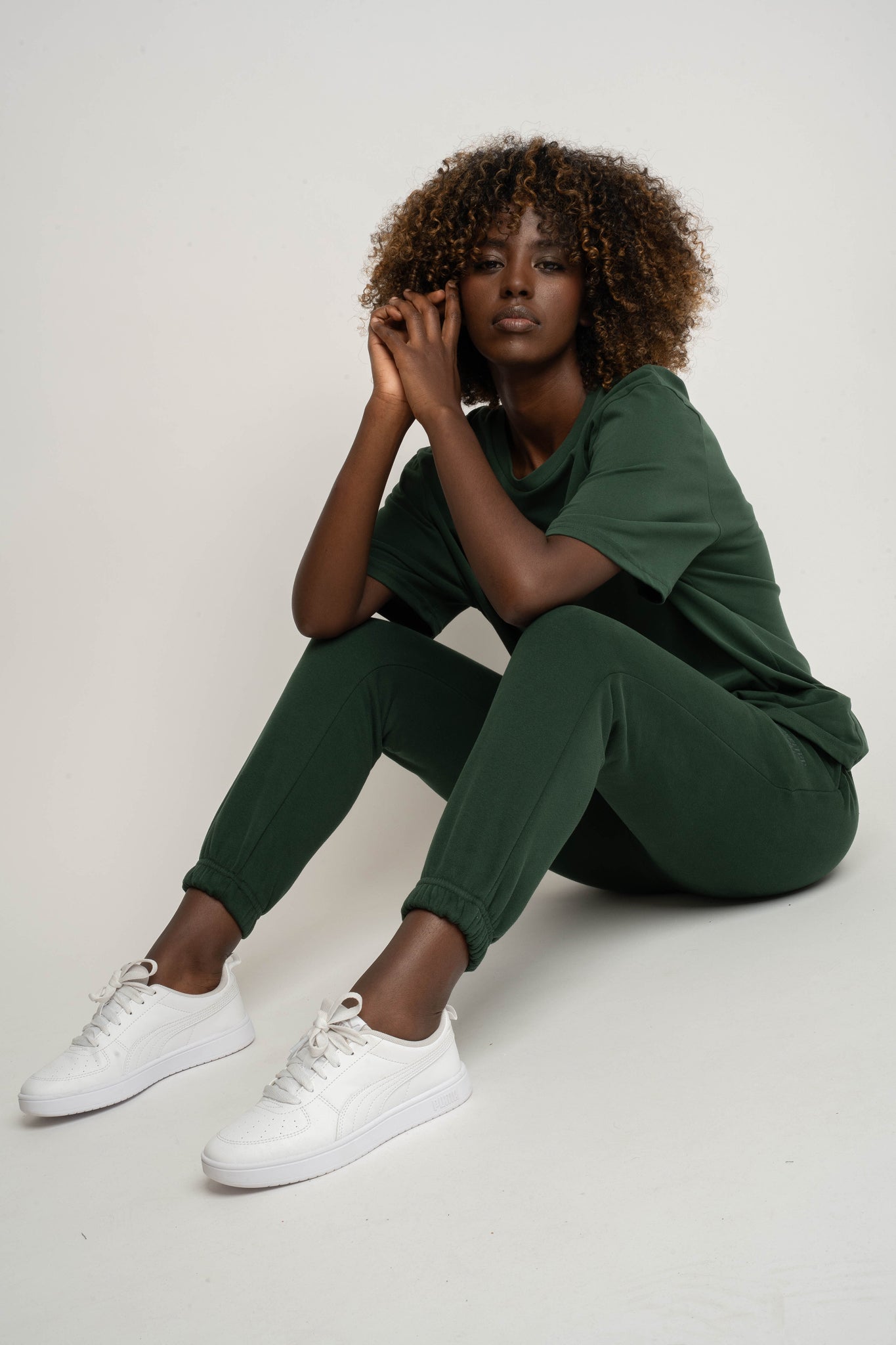 T-SHIRT DAMSKI CIEMNOZIELONY- OYSTER