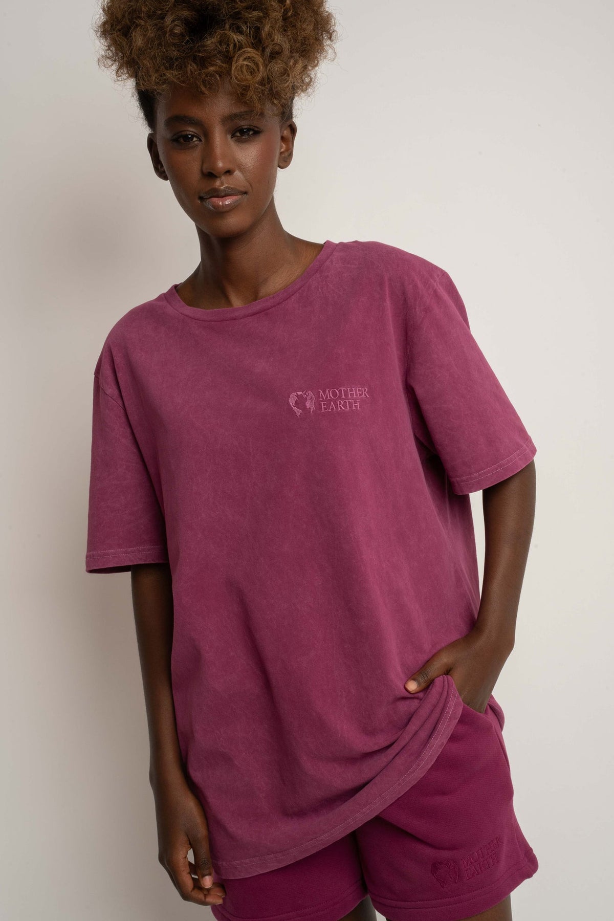 T-SHIRT Z EFEKTEM WASHED BURGUNDOWY - TAHOE