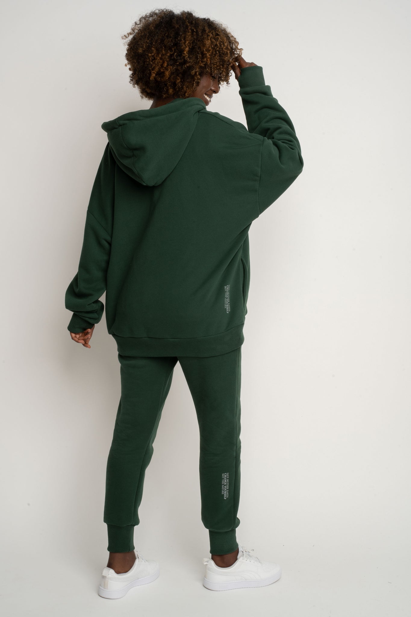 BLUZA Z KAPTUREM ROZPINANA CIEMNOZIELONA -NIKO