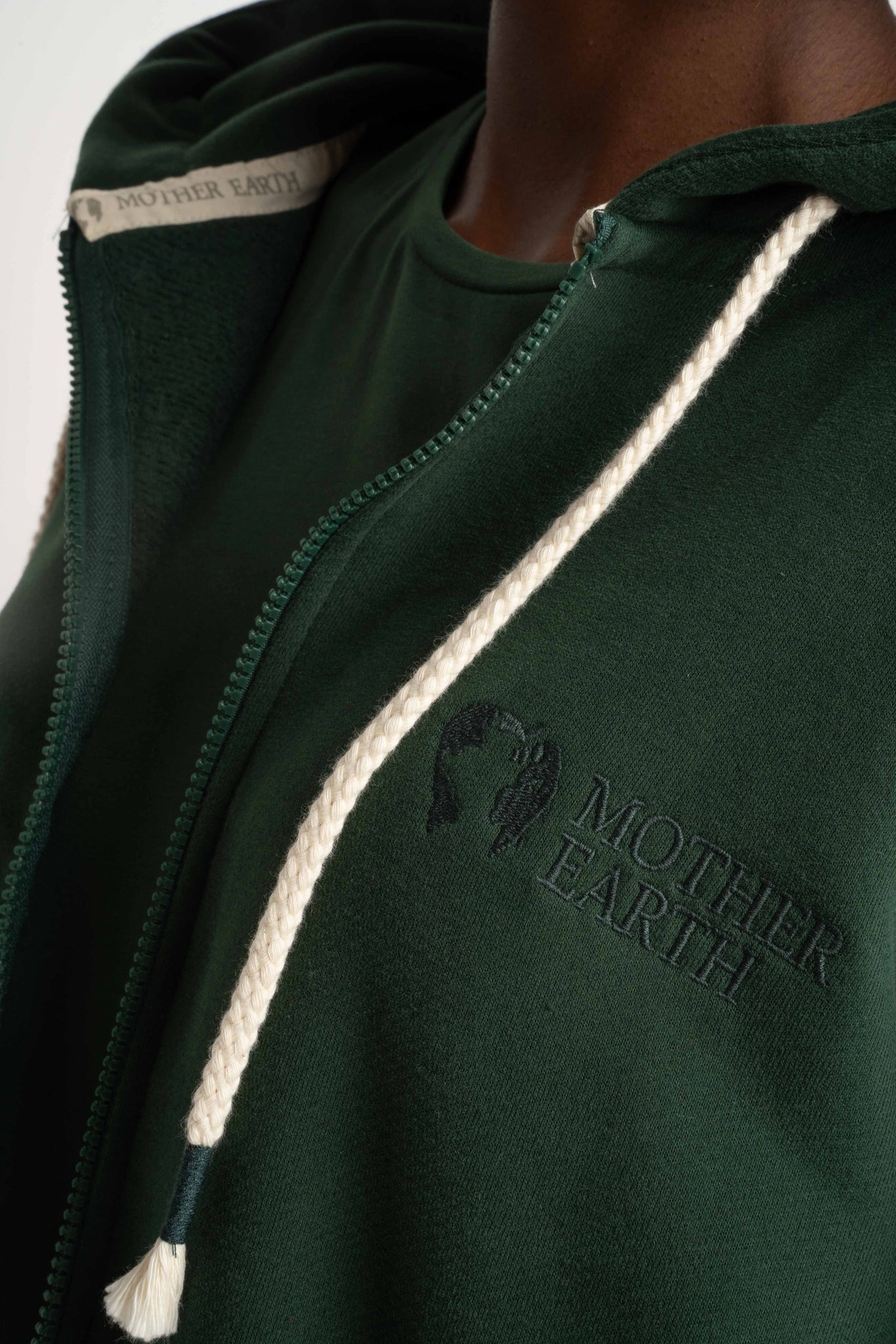 BLUZA Z KAPTUREM ROZPINANA CIEMNOZIELONA -NIKO