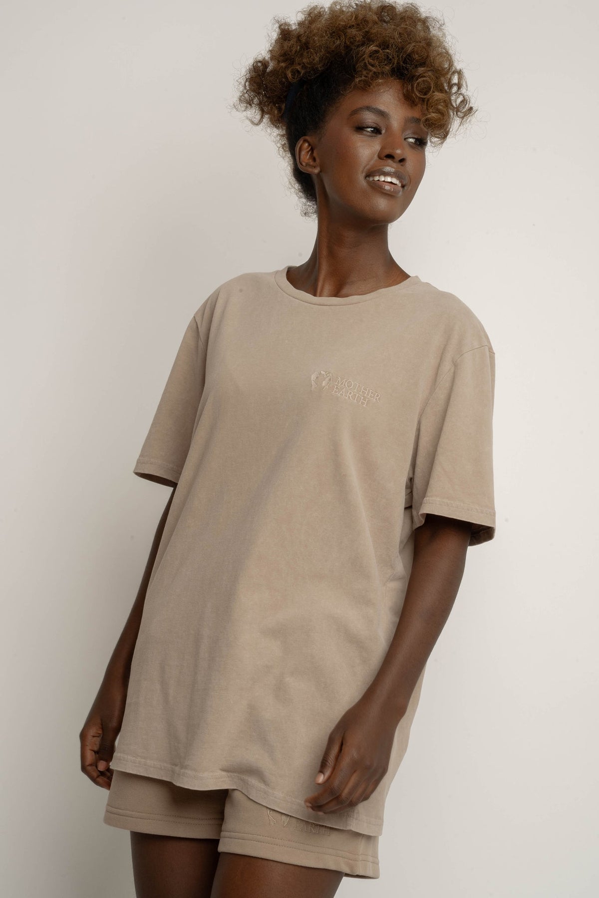 T-SHIRT Z EFEKTEM WASHED BEŻOWY - TAHOE
