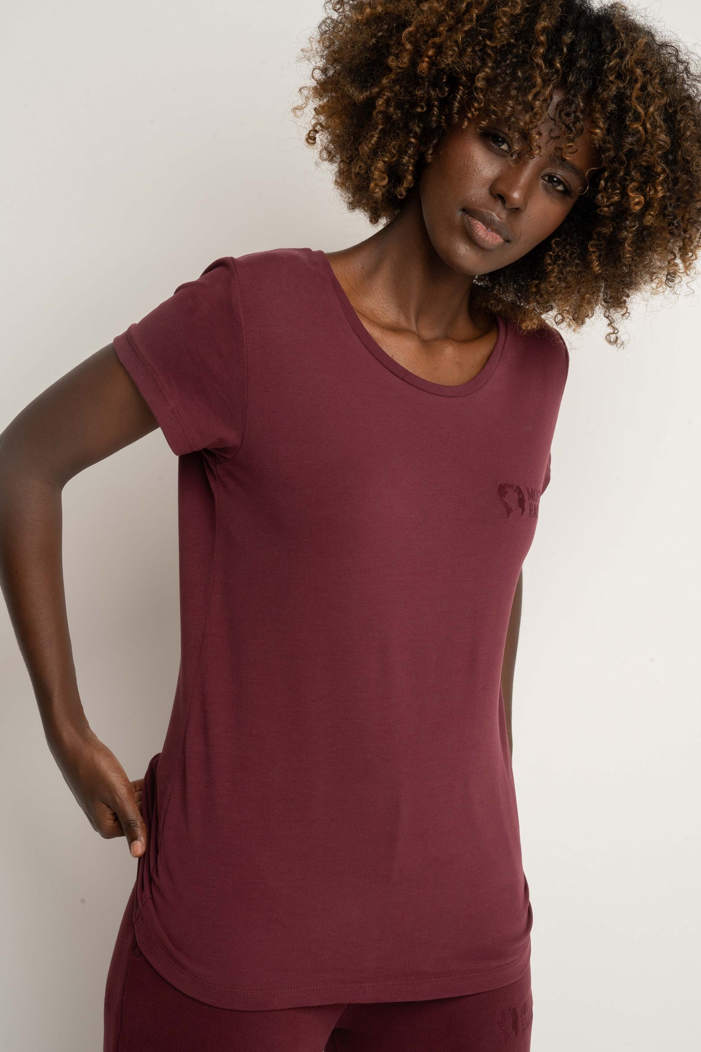 T-SHIRT DAMSKI BORDOWY - PETIT