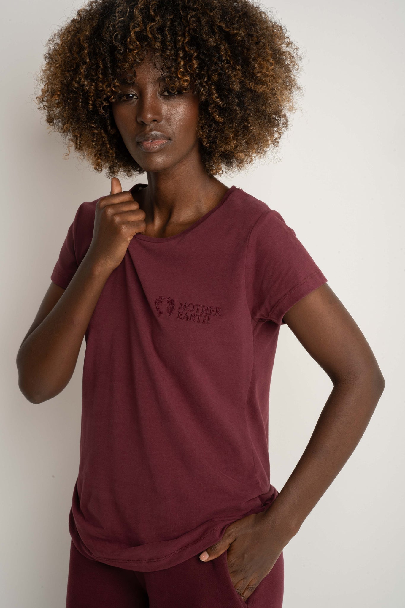 T-SHIRT DAMSKI BORDOWY - PETIT