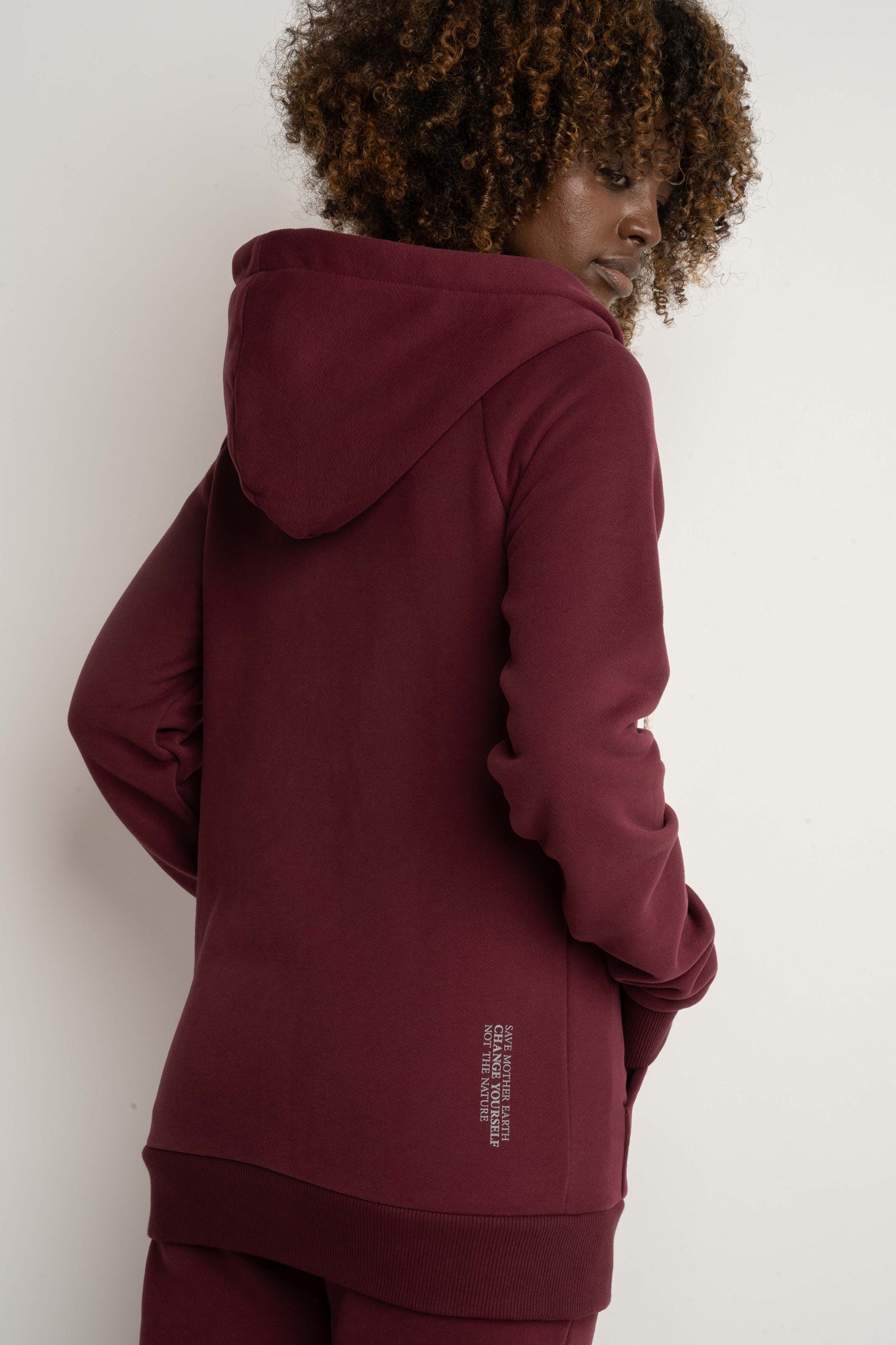 ROZPINANA BLUZA Z KAPTUREM BORDOWA - ZANZIBAR