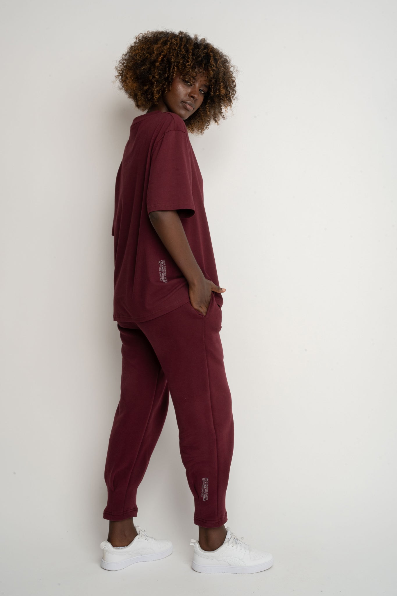 T-SHIRT DAMSKI BORDOWY - OYSTER