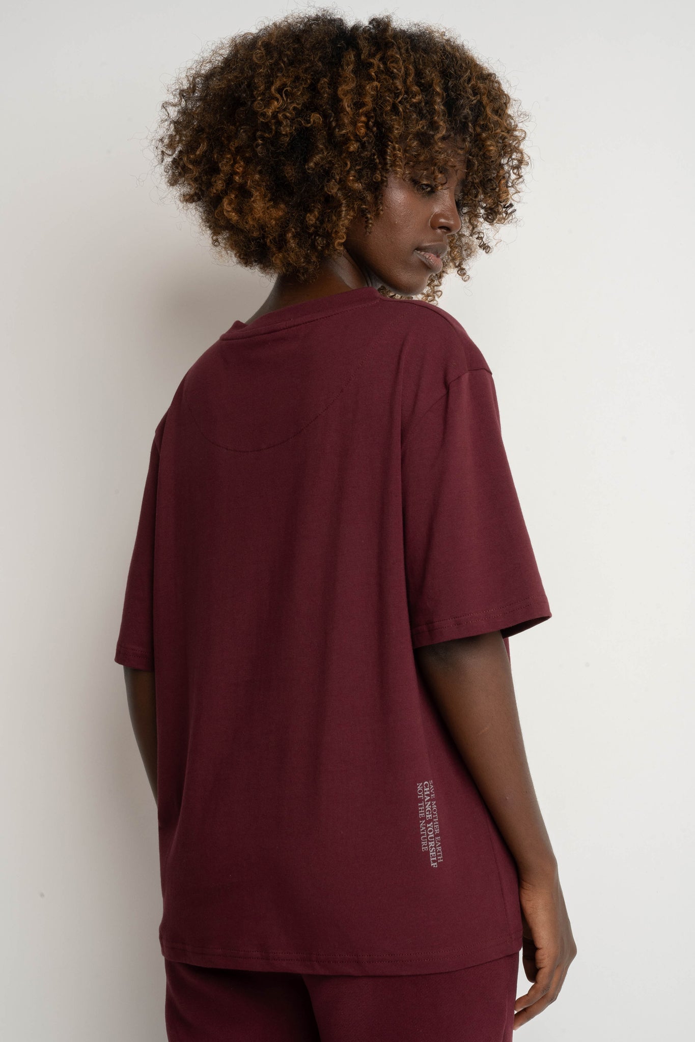 T-SHIRT DAMSKI BORDOWY - OYSTER