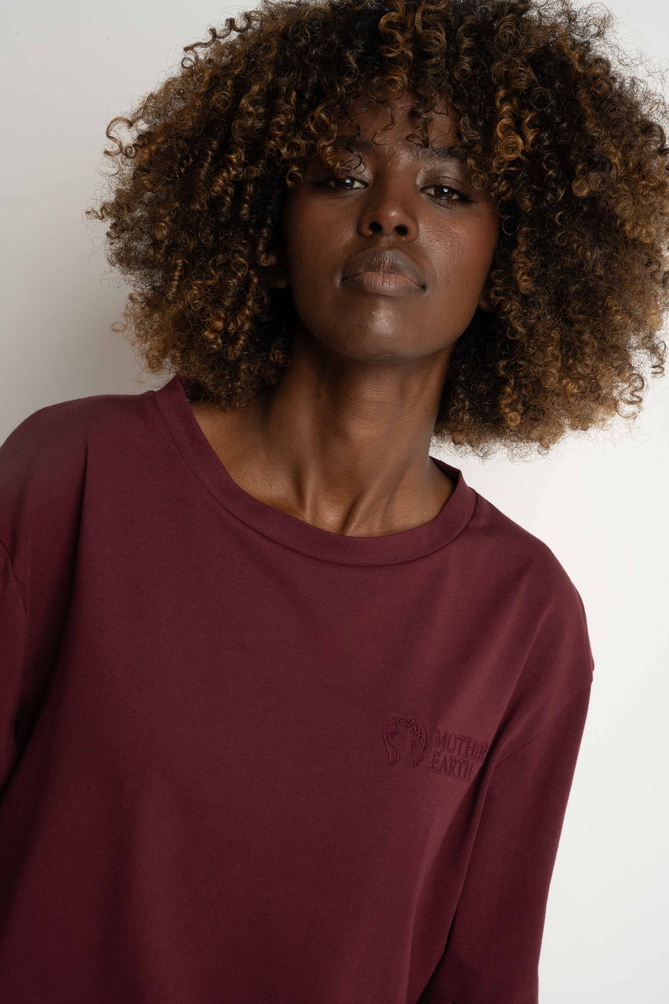 T-SHIRT DAMSKI BORDOWY - OYSTER