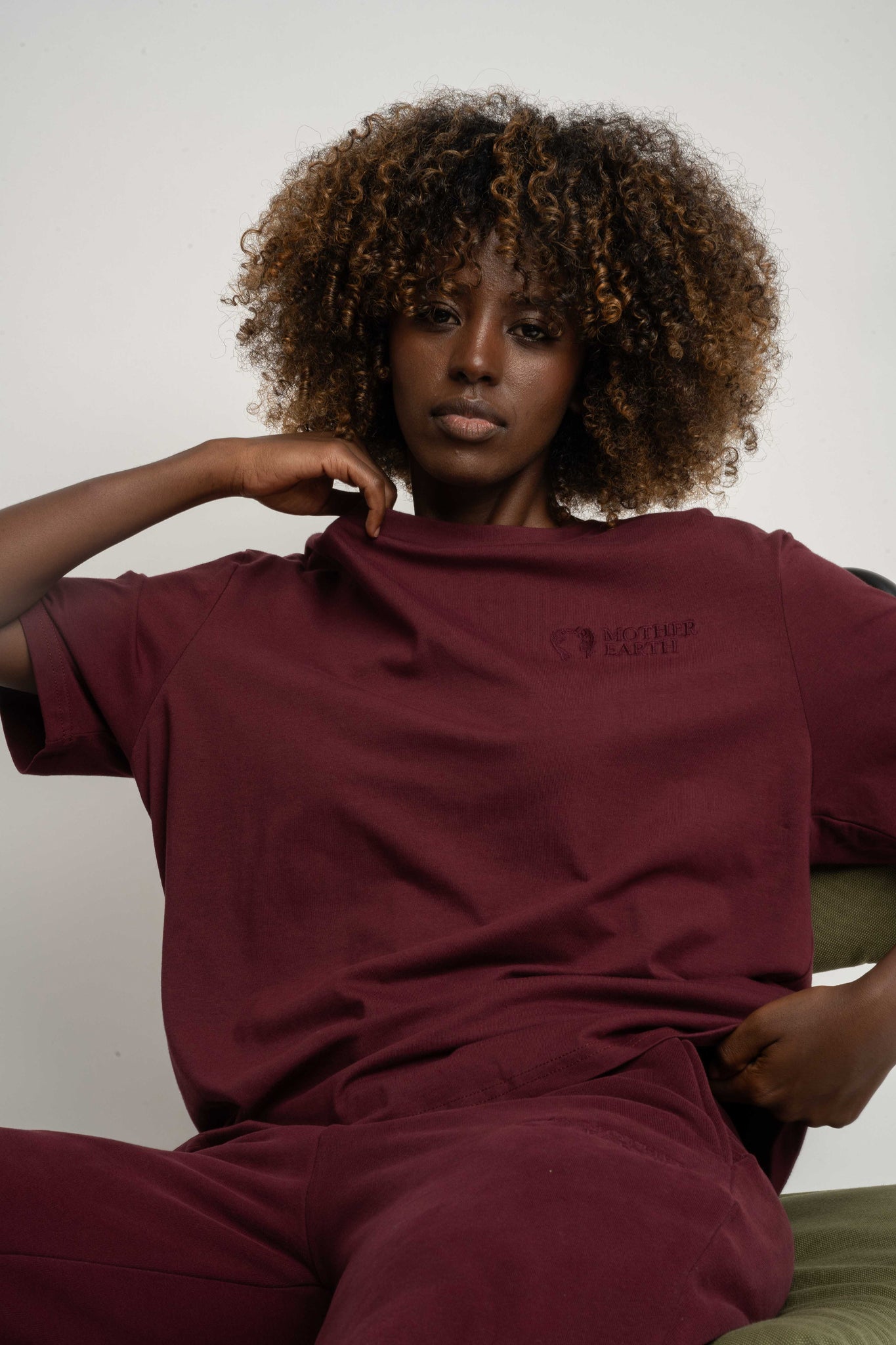 T-SHIRT DAMSKI BORDOWY - OYSTER