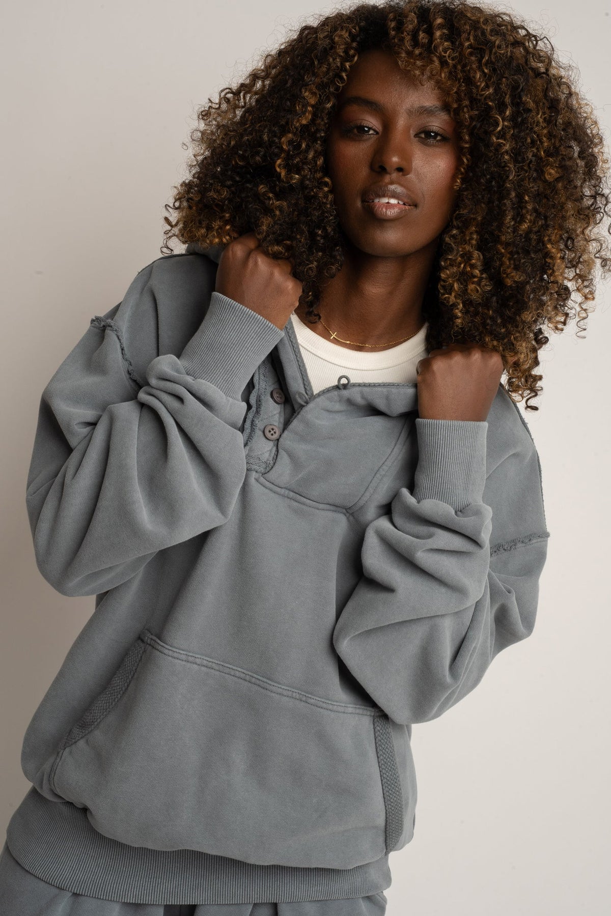 WASHED EFFECT ANTHRACITE SWEATSHIRT - KUOPIO