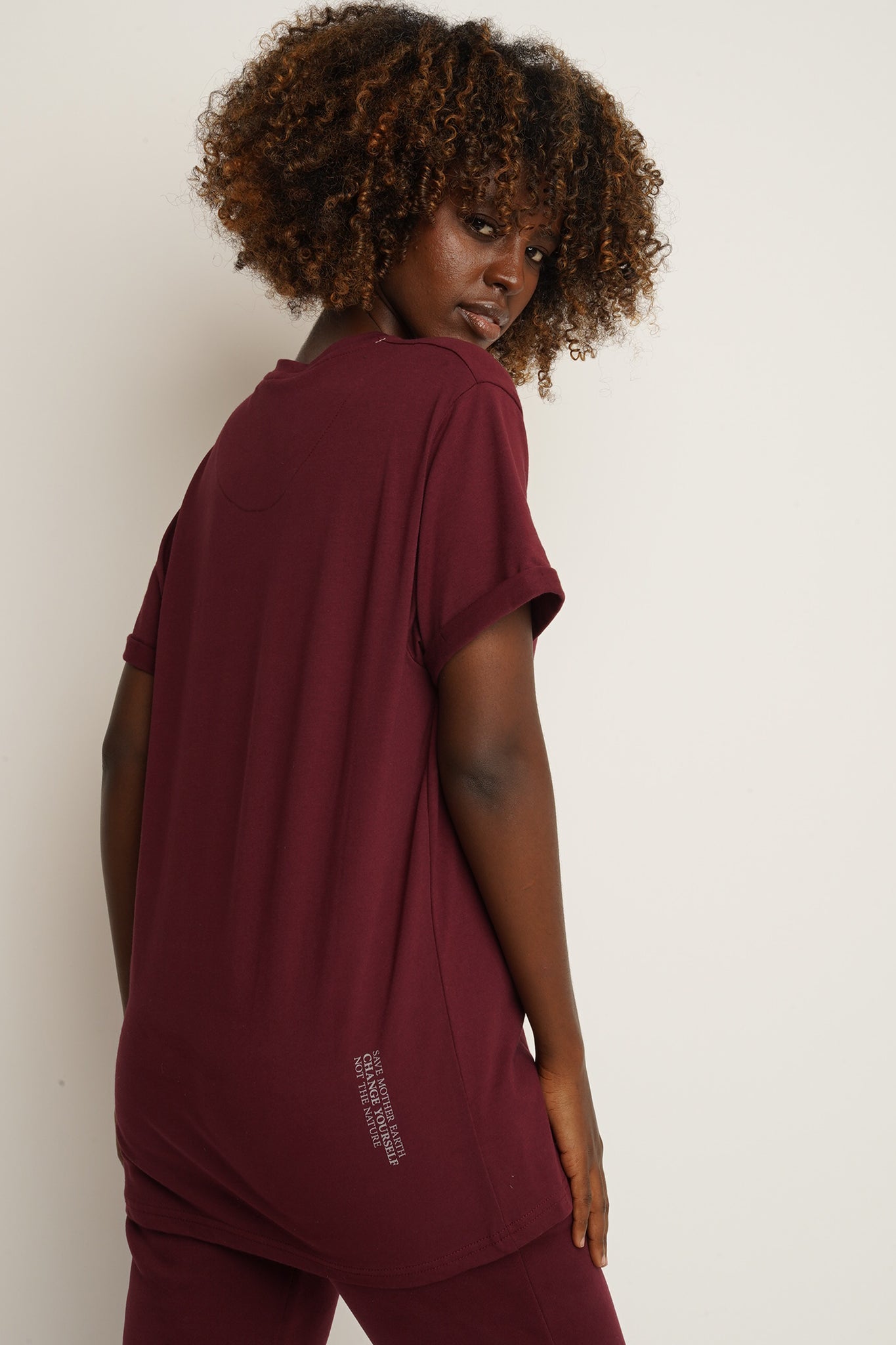 T-SHIRT DAMSKI BORDOWY - MORAINE