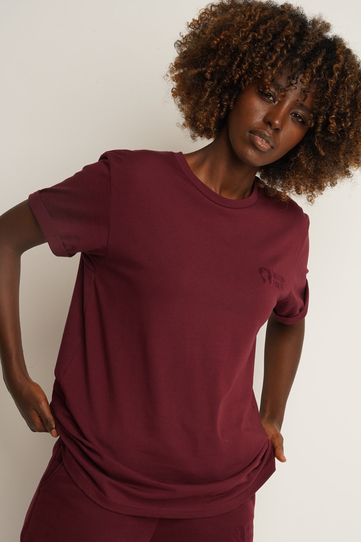 T-SHIRT DAMSKI BORDOWY - MORAINE