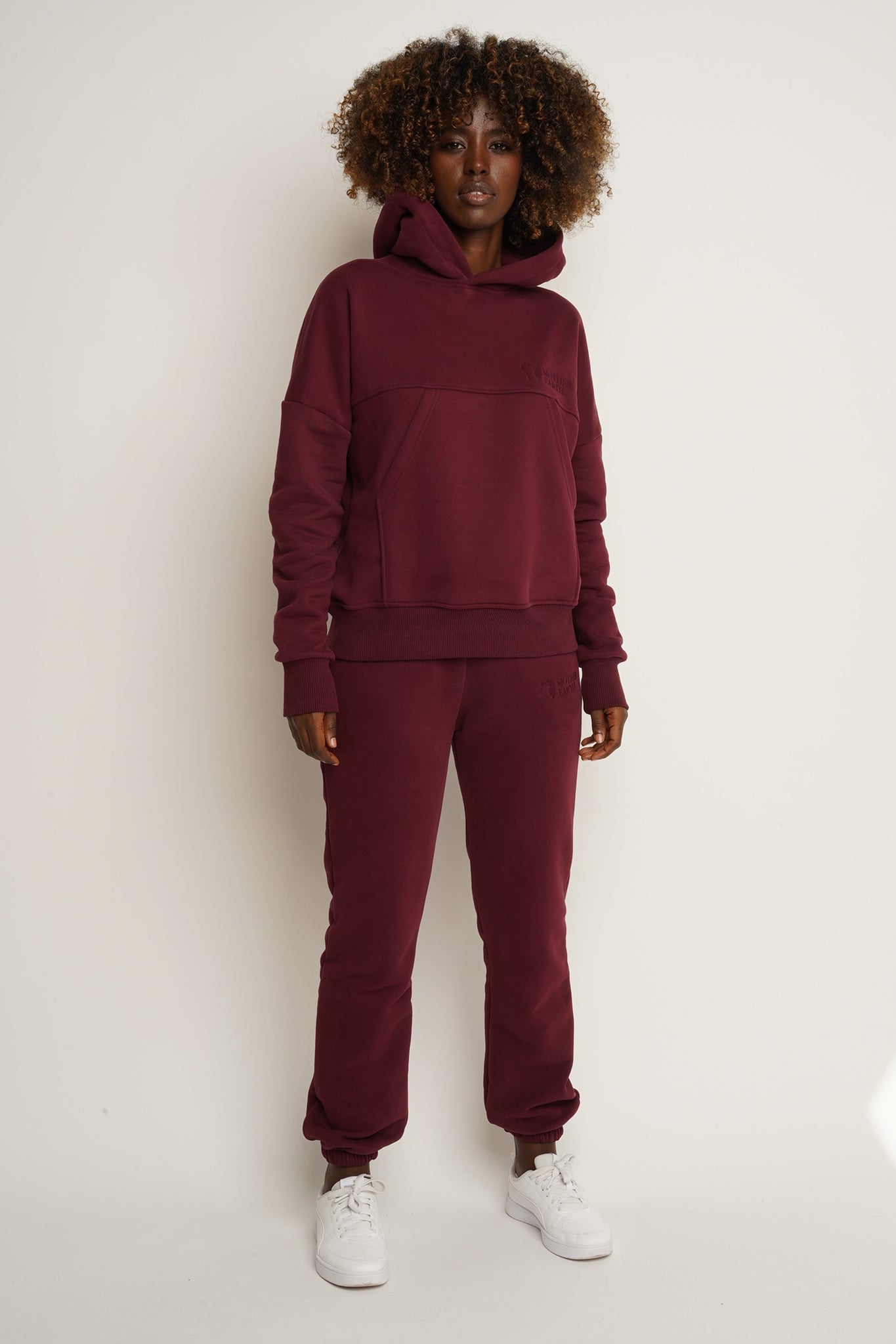 BLUZA Z KAPTUREM BORDOWA - MURIA