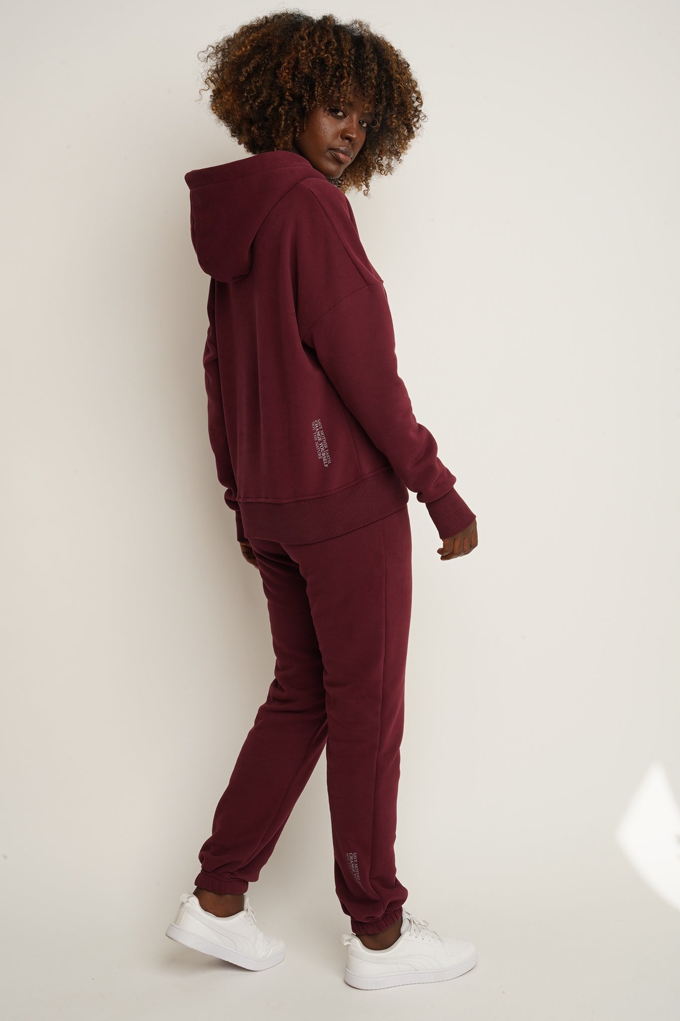 BLUZA Z KAPTUREM BORDOWA - MURIA