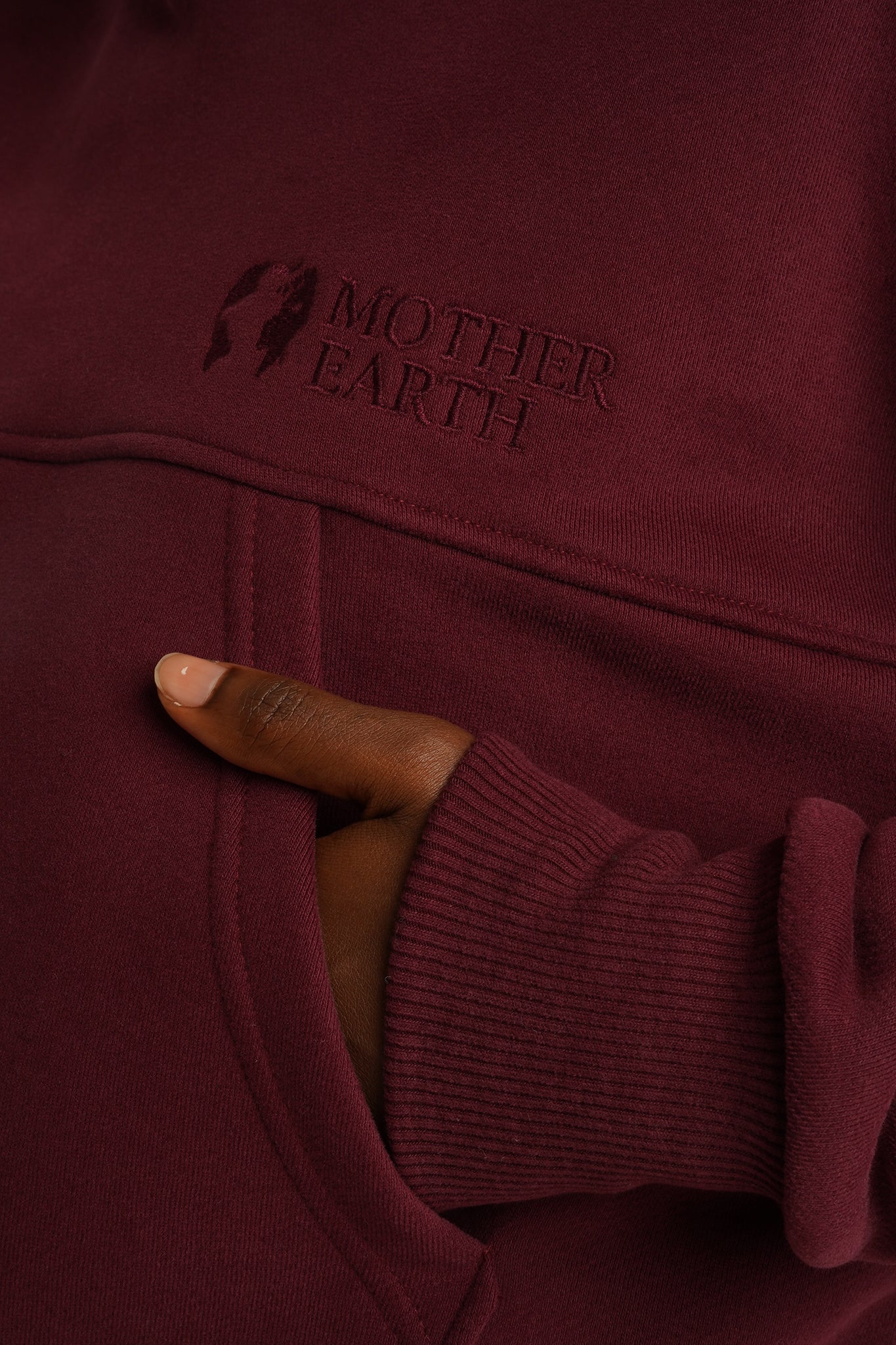 BLUZA Z KAPTUREM BORDOWA - MURIA