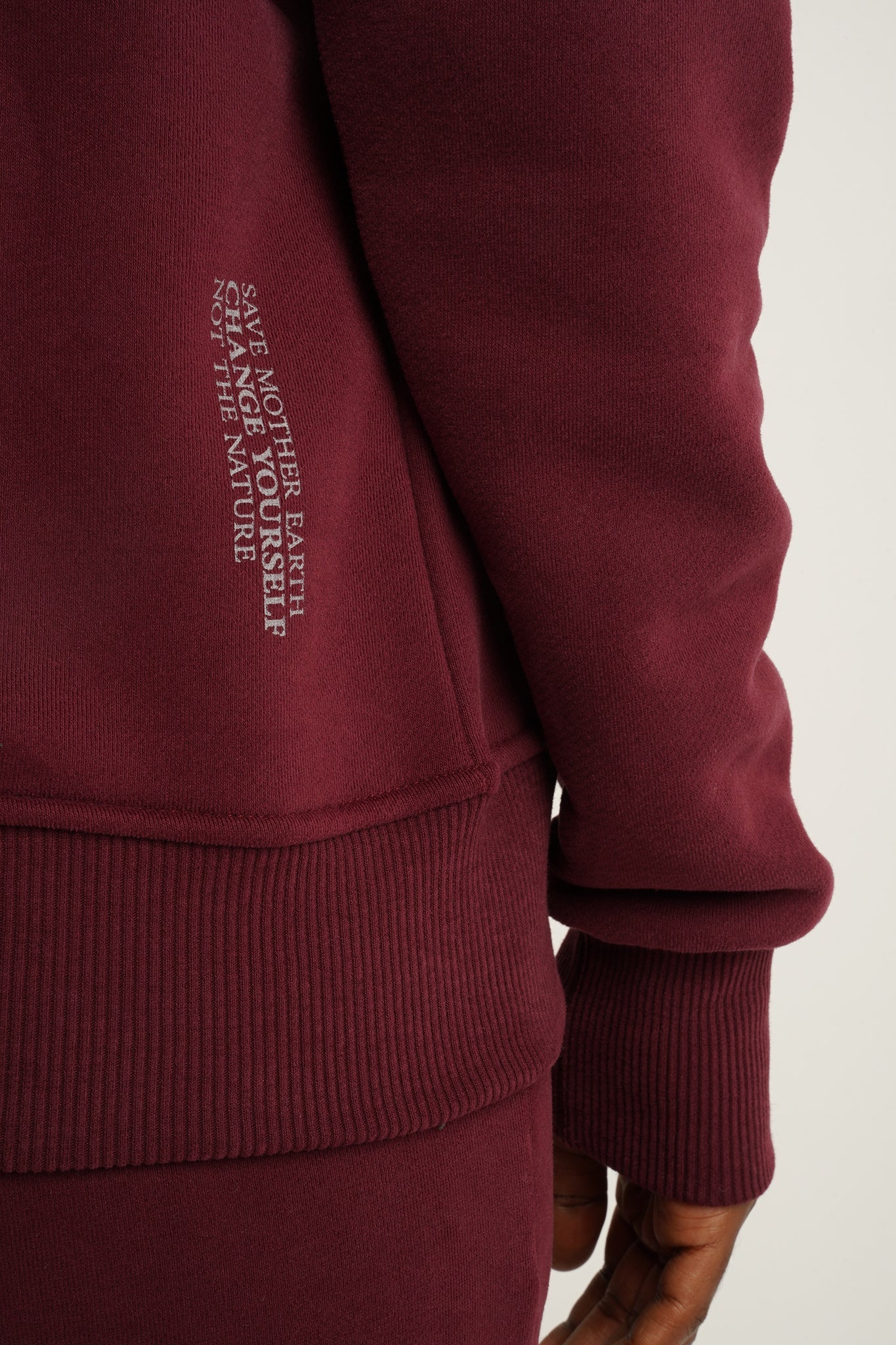 BLUZA Z KAPTUREM BORDOWA - MURIA