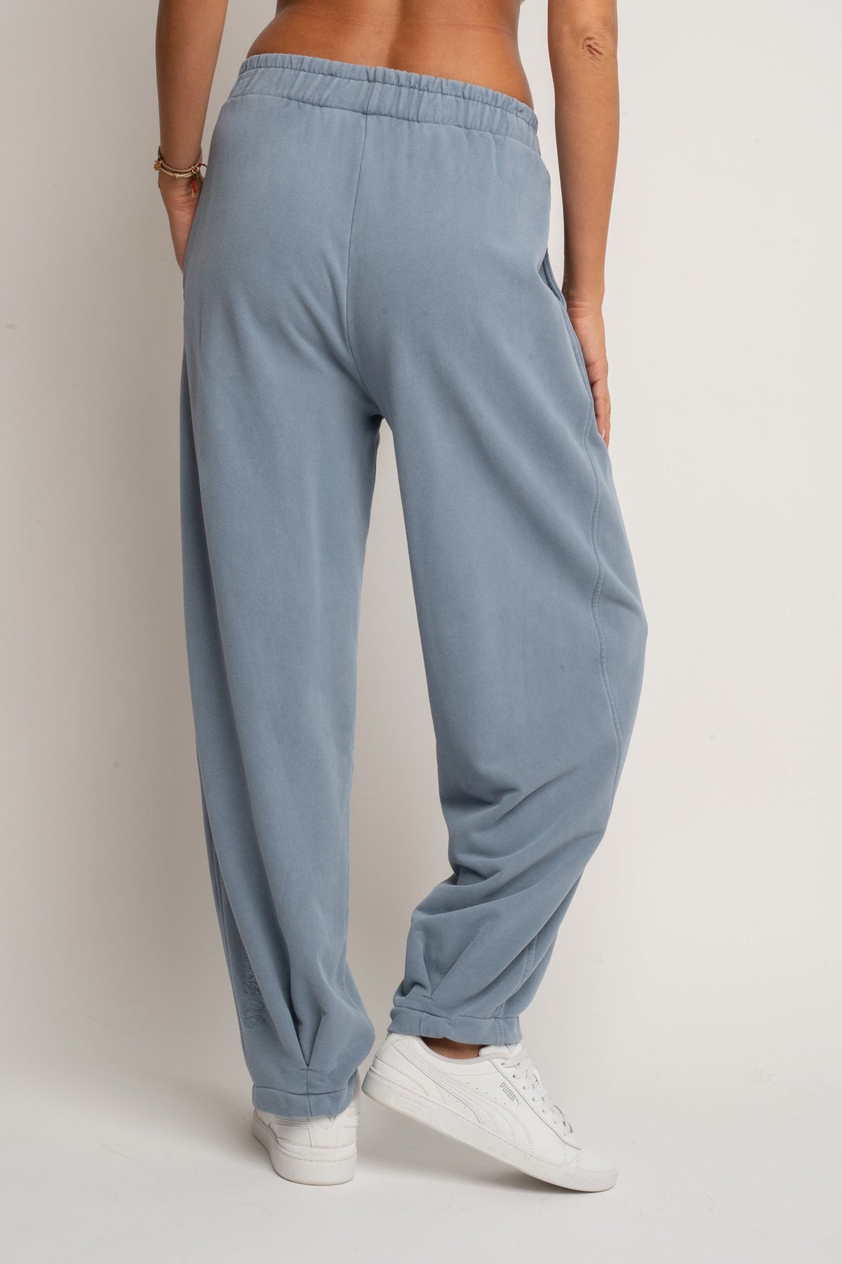BALLOON FIT SWEATPANTS WITH WASHED EFFECT BLUE - RIBE TALL