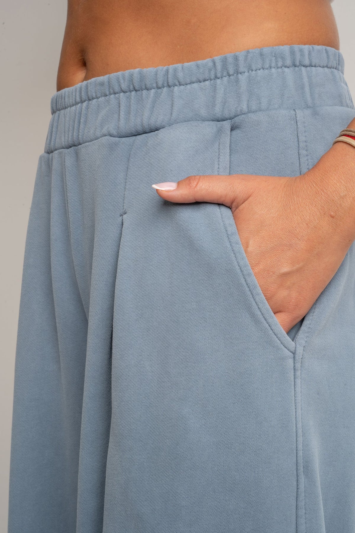 BALLOON FIT SWEATPANTS WITH WASHED EFFECT BLUE - RIBE TALL