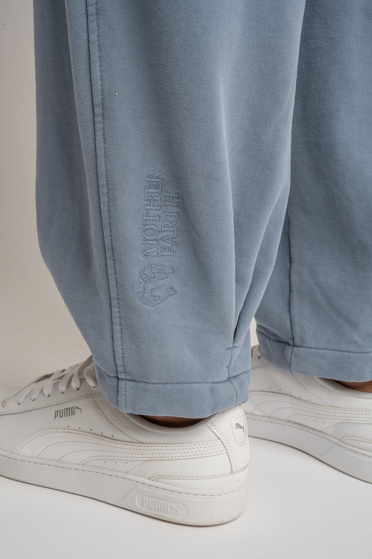 BALLOON FIT SWEATPANTS WITH WASHED EFFECT BLUE - RIBE TALL