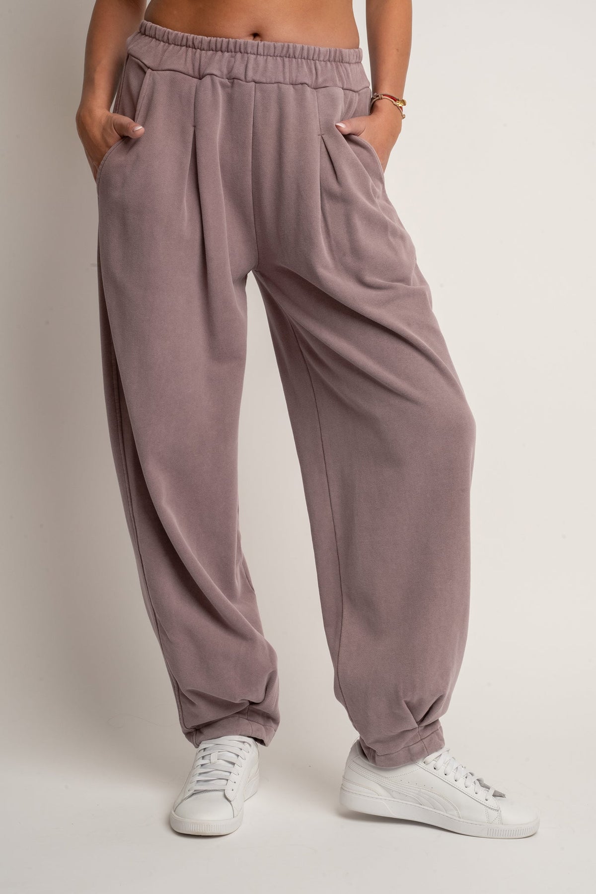 BALLOON FIT WASHED EFFECT SWEATPANTS HEATHER - RIBE TALL
