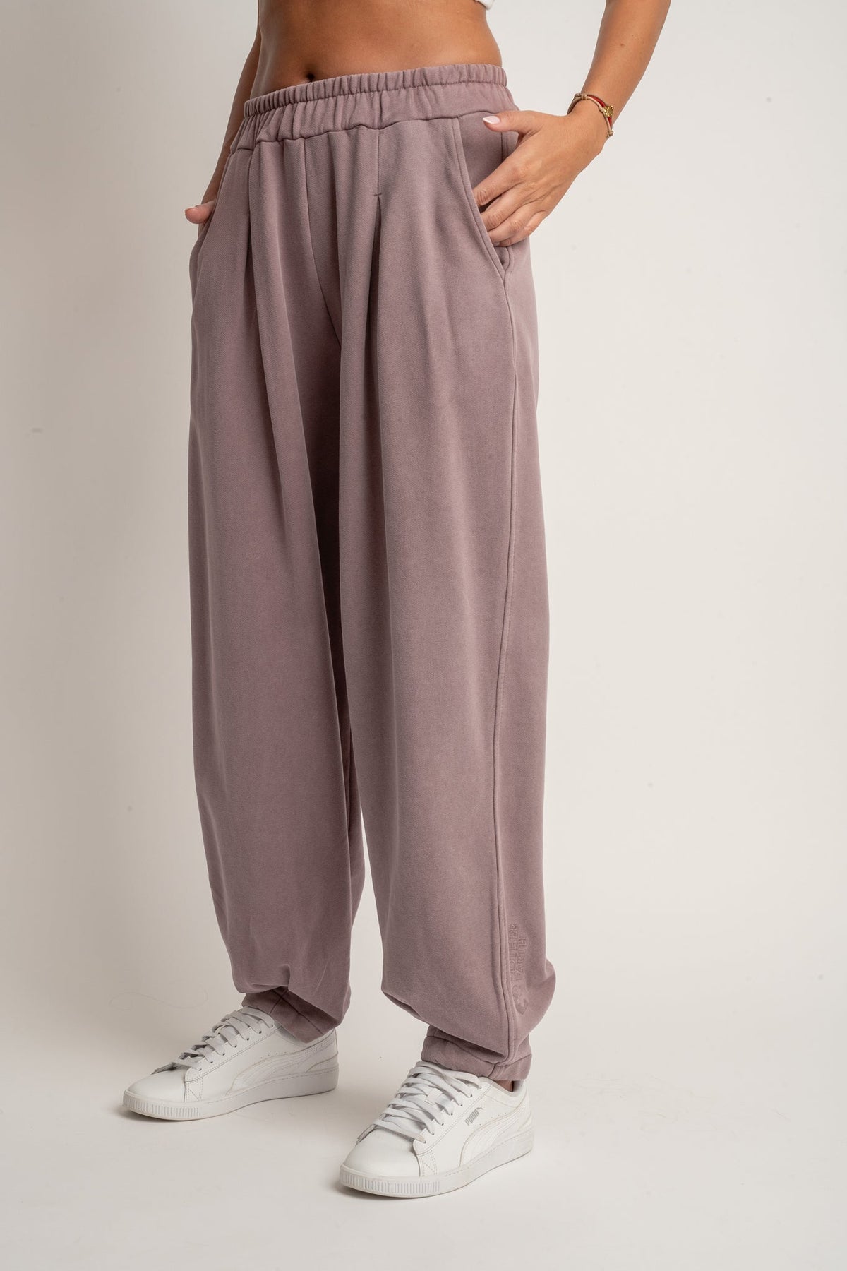 BALLOON FIT WASHED EFFECT SWEATPANTS HEATHER - RIBE TALL