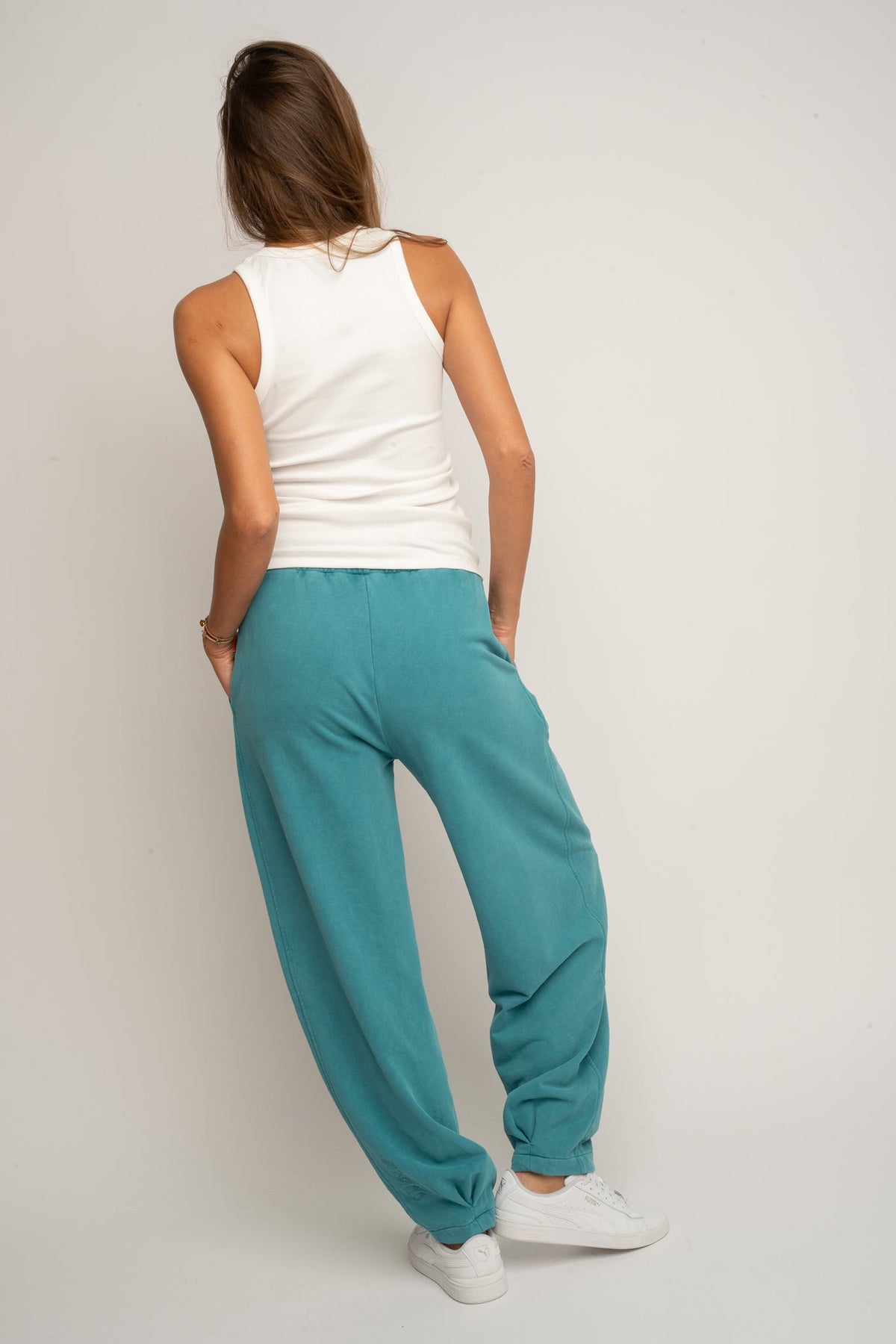 TURQUOISE WASHED BALLOON FIT SWEATPANTS - RIBE TALL