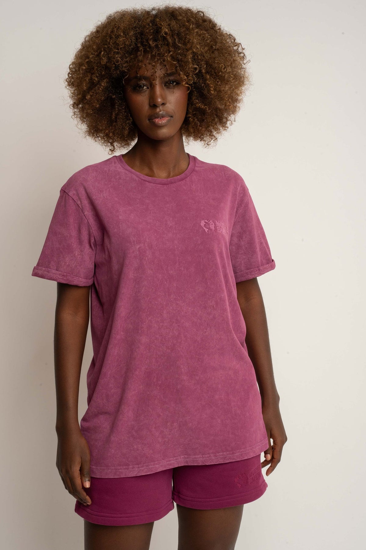 T-SHIRT Z EFEKTEM WASHED BURGUNDOWY - MOJAVE
