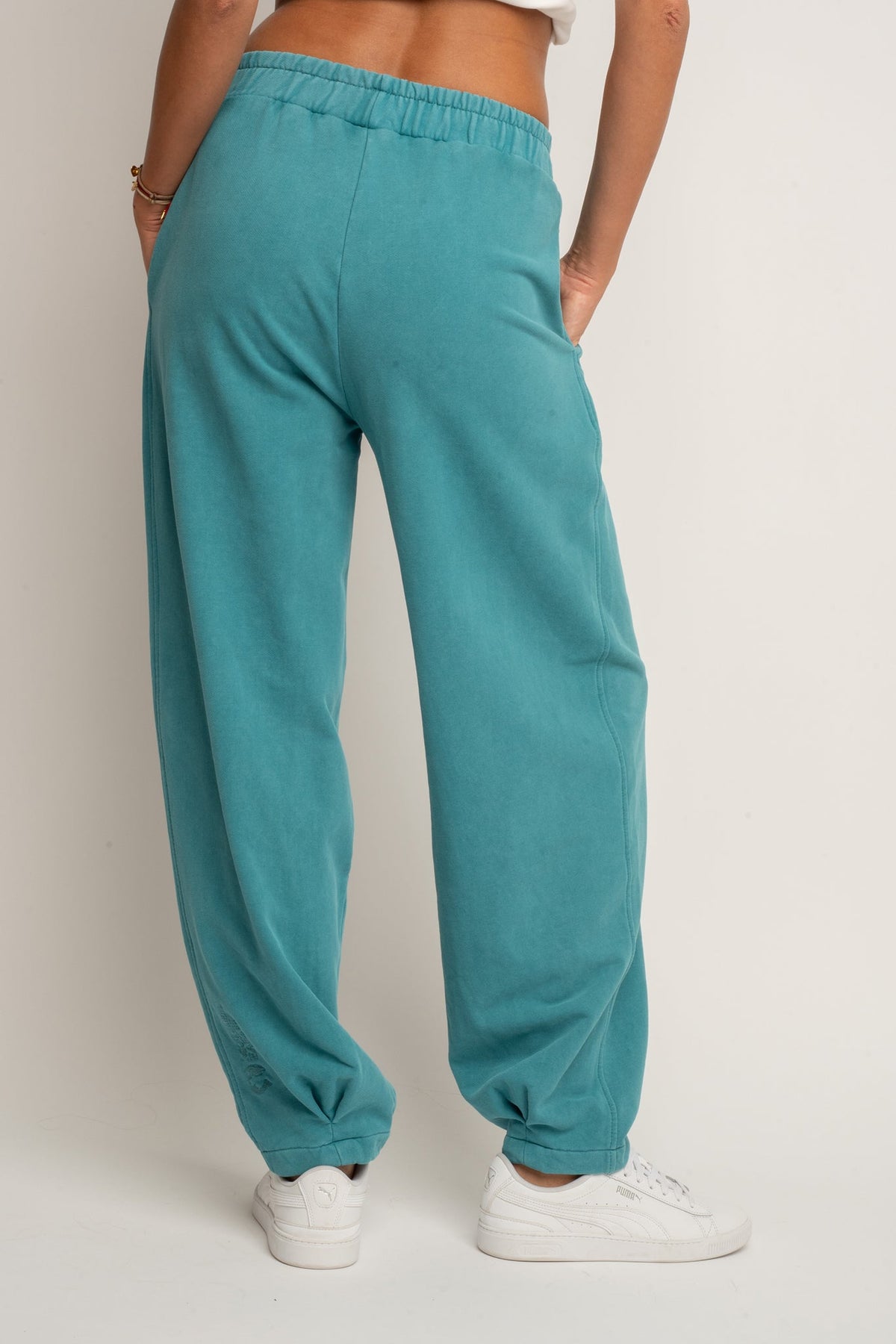TURQUOISE WASHED BALLOON FIT SWEATPANTS - RIBE TALL