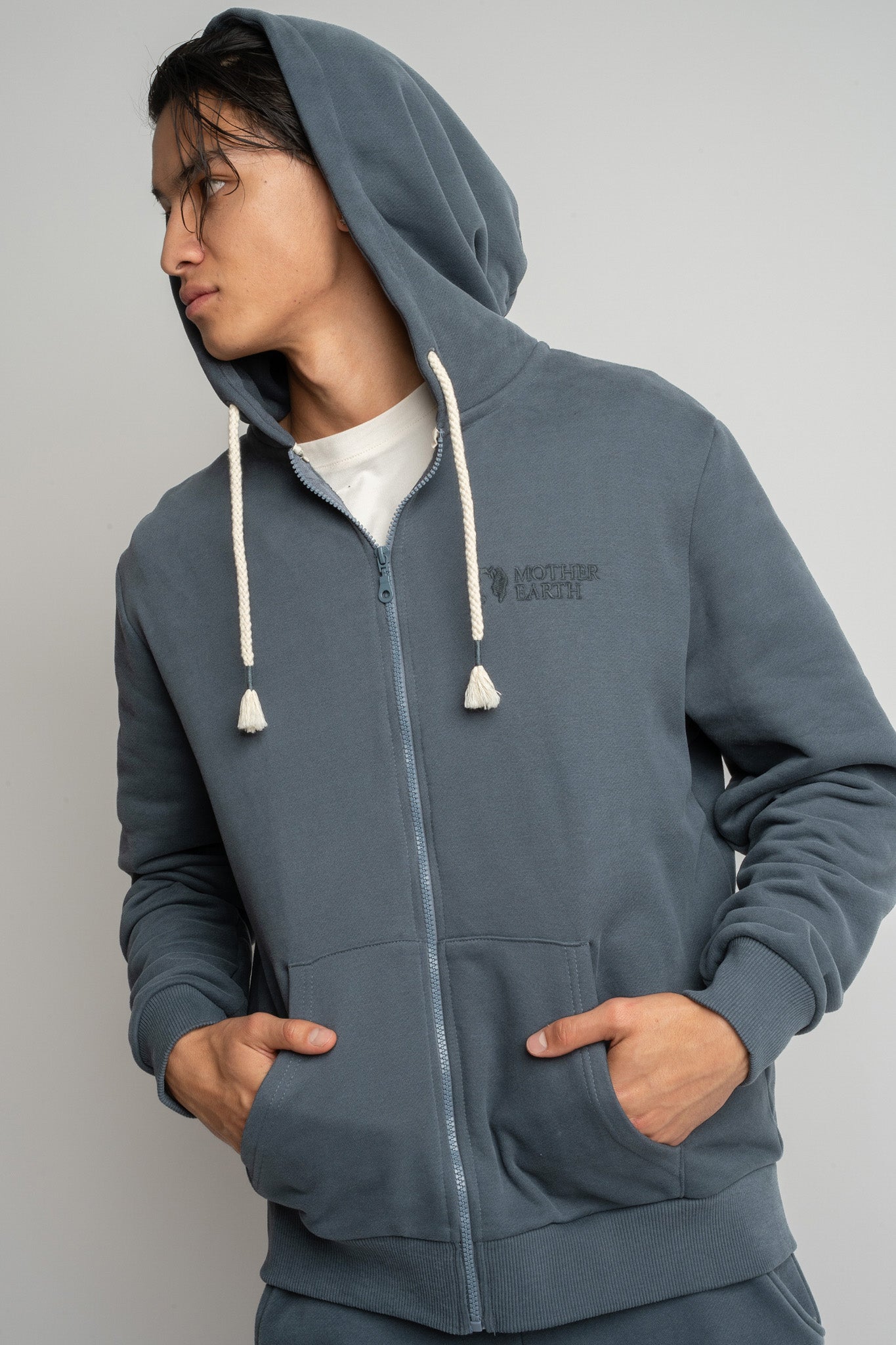 MĘSKA BLUZA Z KAPTUREM 2nd DROP GRAFITOWA - NASSAU