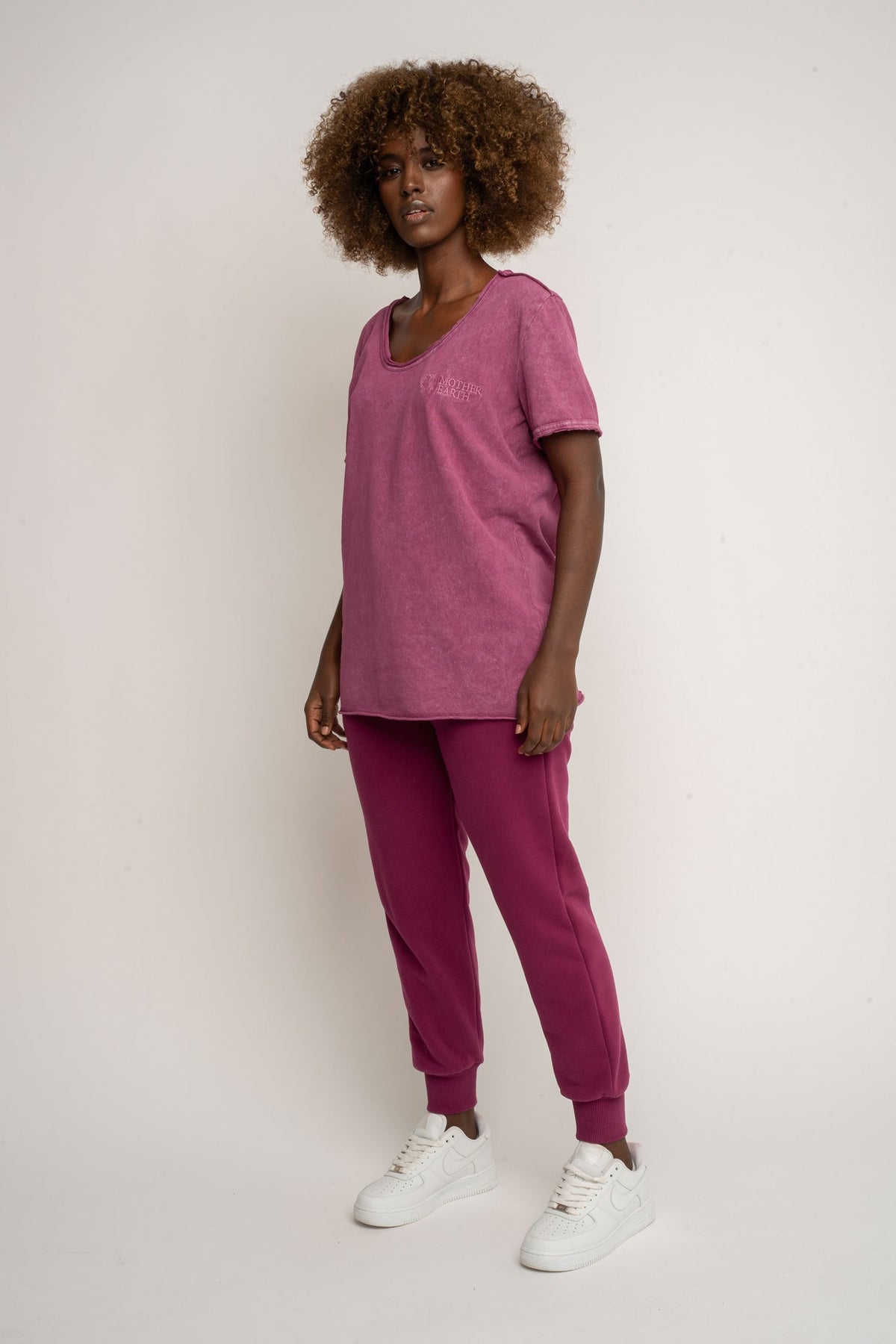 T-SHIRT Z EFEKTEM WASHED BURGUNDOWY - SEINE