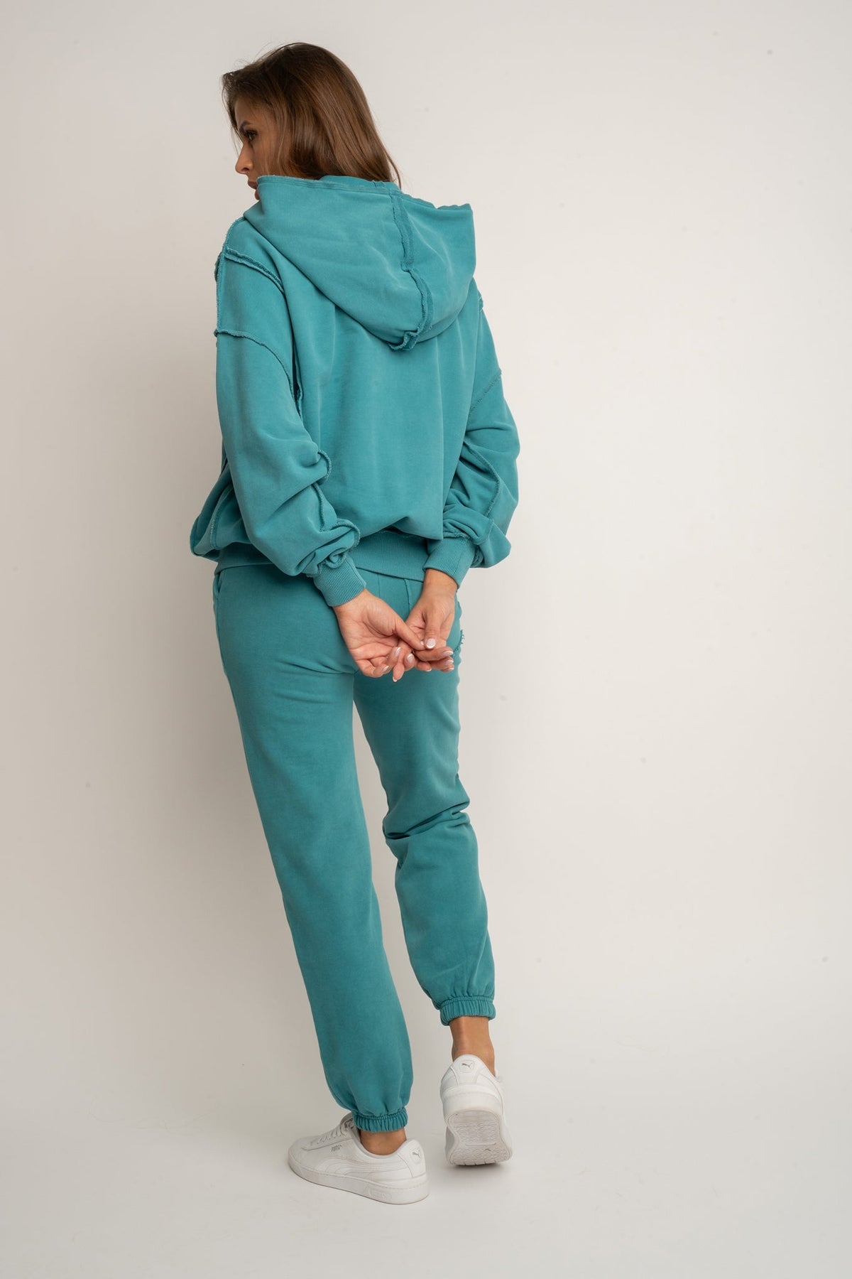 REGULAR FIT WASHED-EFFECT SWEATPANTS - TURQUOISE - LAHTI