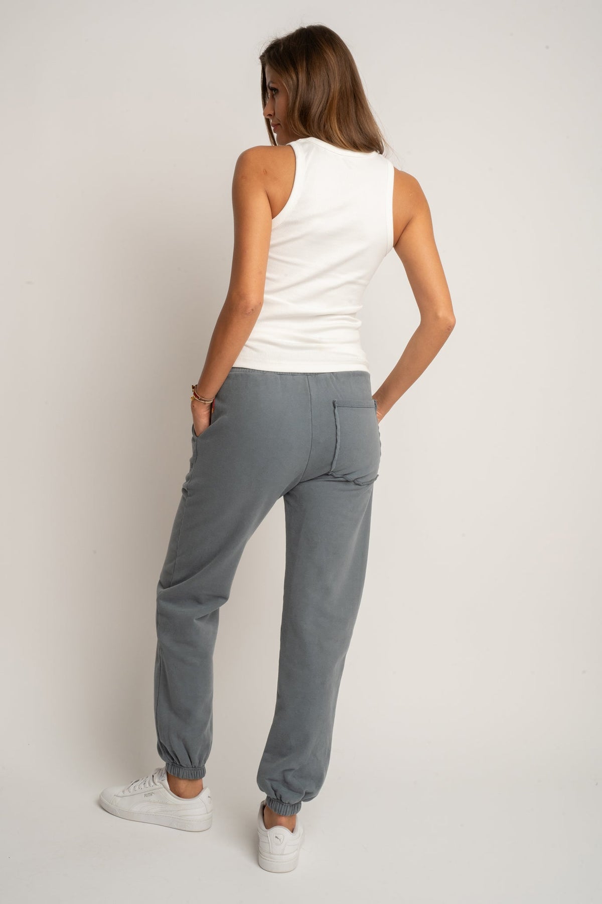 REGULAR FIT WASHED SWEATPANTS ANTHRACITE - LAHTI