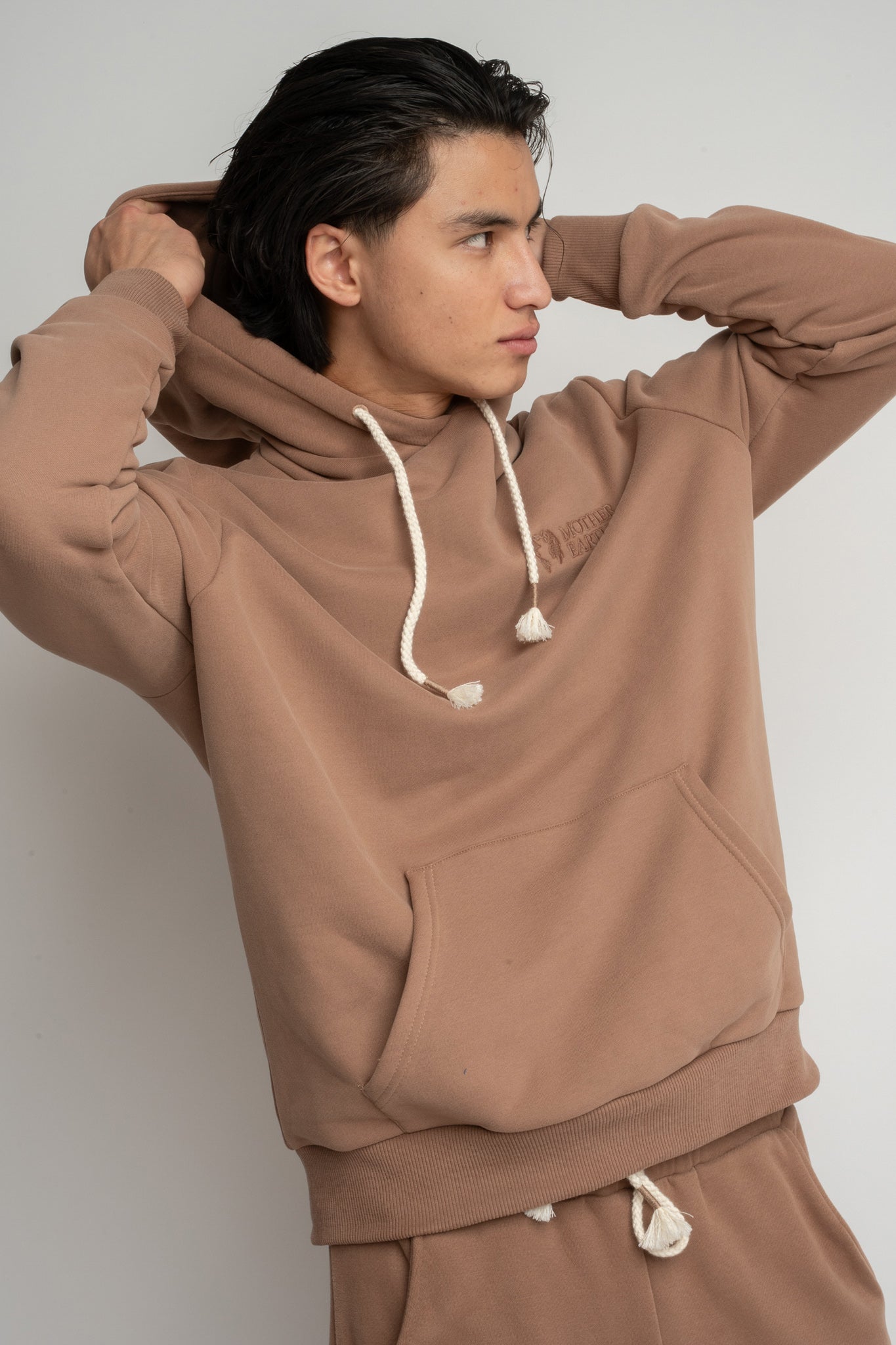 MĘSKA BLUZA Z KAPTUREM 2nd DROP BRĄZOWA- ASTON