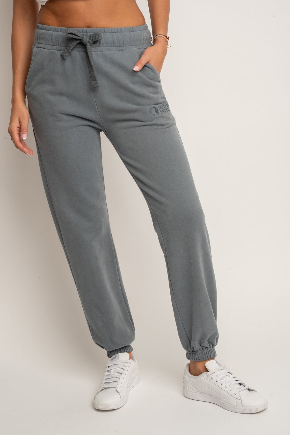 REGULAR FIT WASHED SWEATPANTS ANTHRACITE - LAHTI