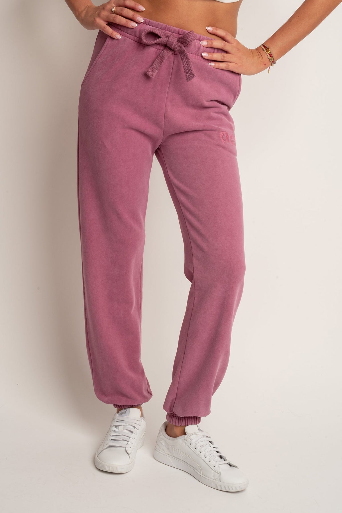 REGULAR FIT WASHED EFFECT JOGGERS PINK - LAHTI