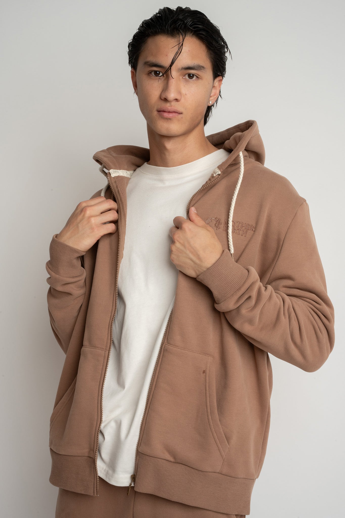 MĘSKA BLUZA Z KAPTUREM 2nd DROP BRĄZOWA- NASSAU