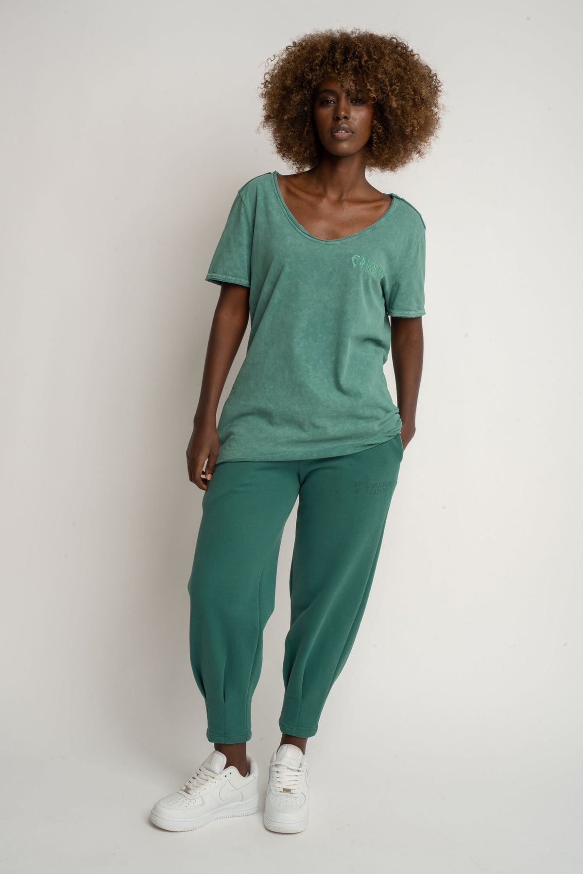 T-SHIRT Z EFEKTEM WASHED ZIELONY - SEINE