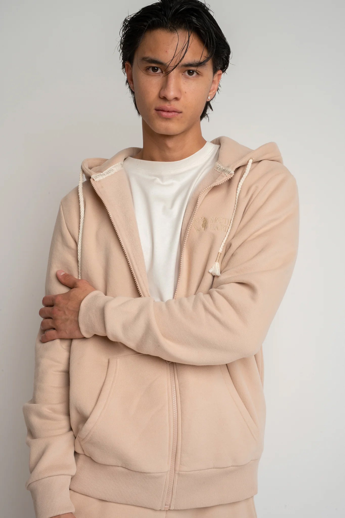 MĘSKA BLUZA Z KAPTUREM 2nd DROP BEŻOWA - NASSAU