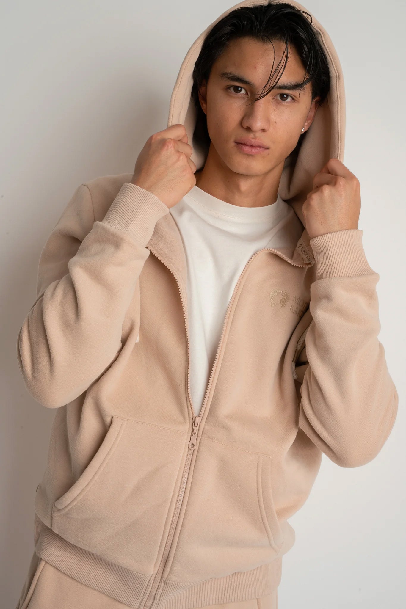 MĘSKA BLUZA Z KAPTUREM 2nd DROP BEŻOWA - NASSAU