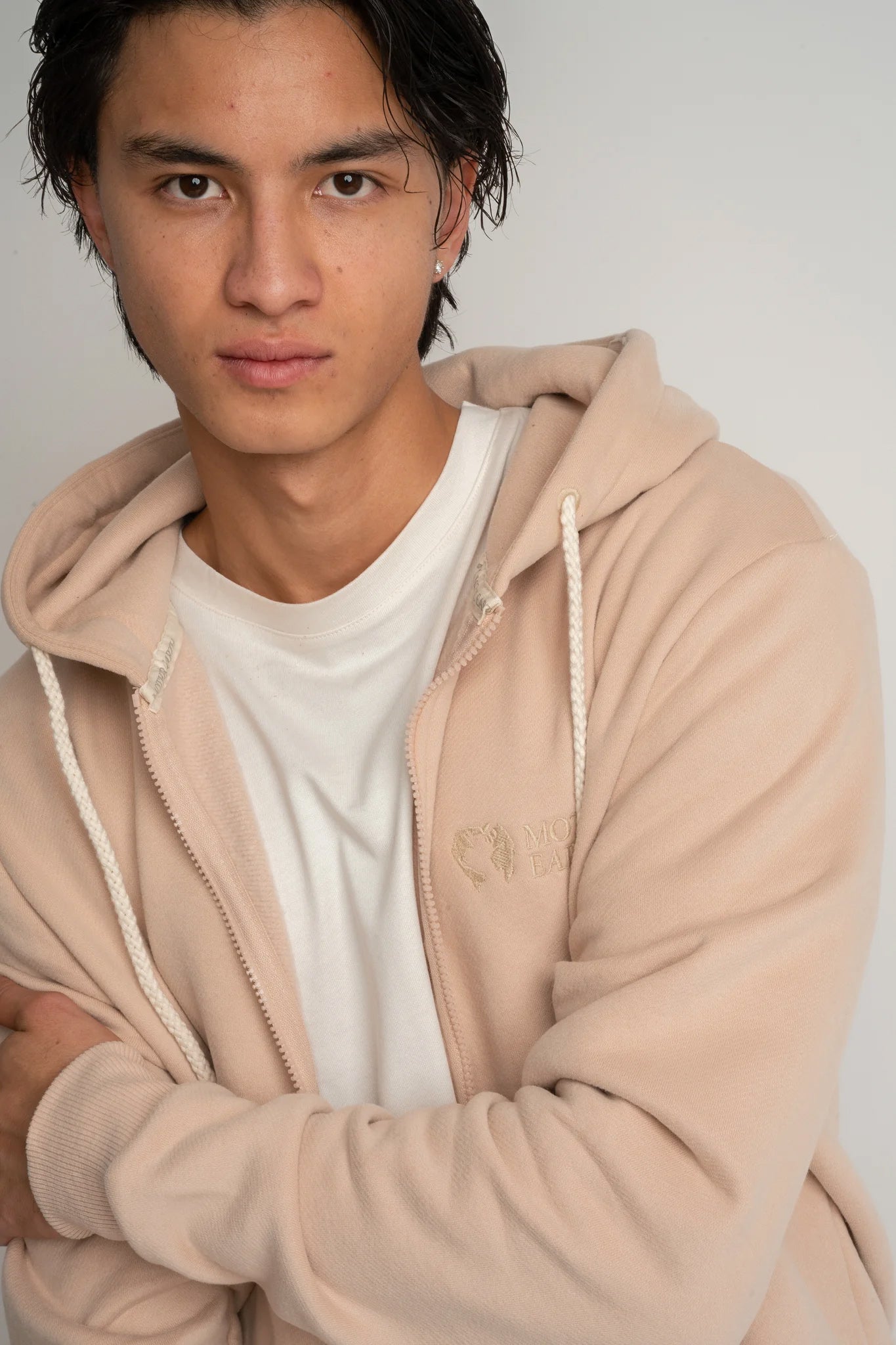 MĘSKA BLUZA Z KAPTUREM 2nd DROP BEŻOWA - NASSAU