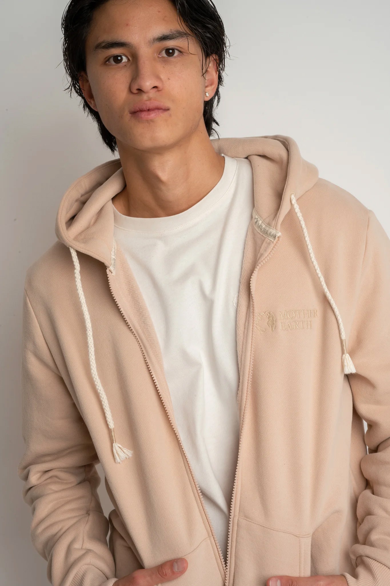 MĘSKA BLUZA Z KAPTUREM 2nd DROP BEŻOWA - NASSAU