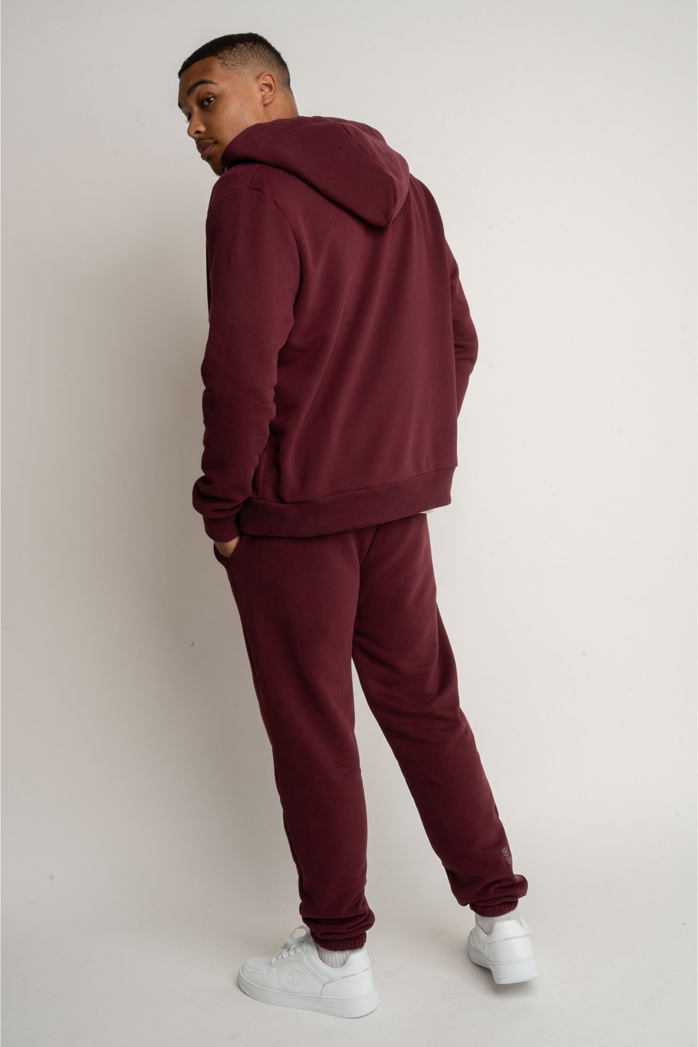 MĘSKA BLUZA Z KAPTUREM BORDOWA - NASSAU