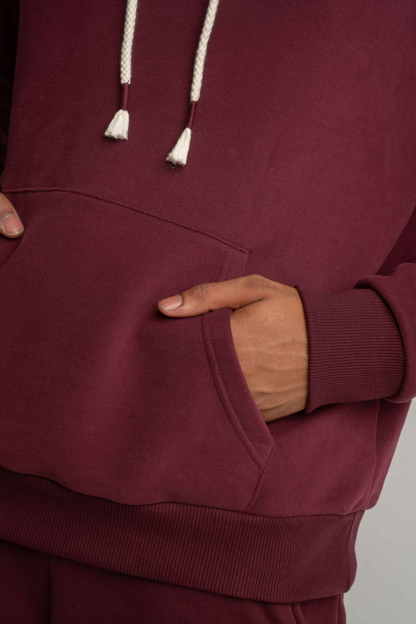 MĘSKA BLUZA Z KAPTUREM BORDOWA - ASTON