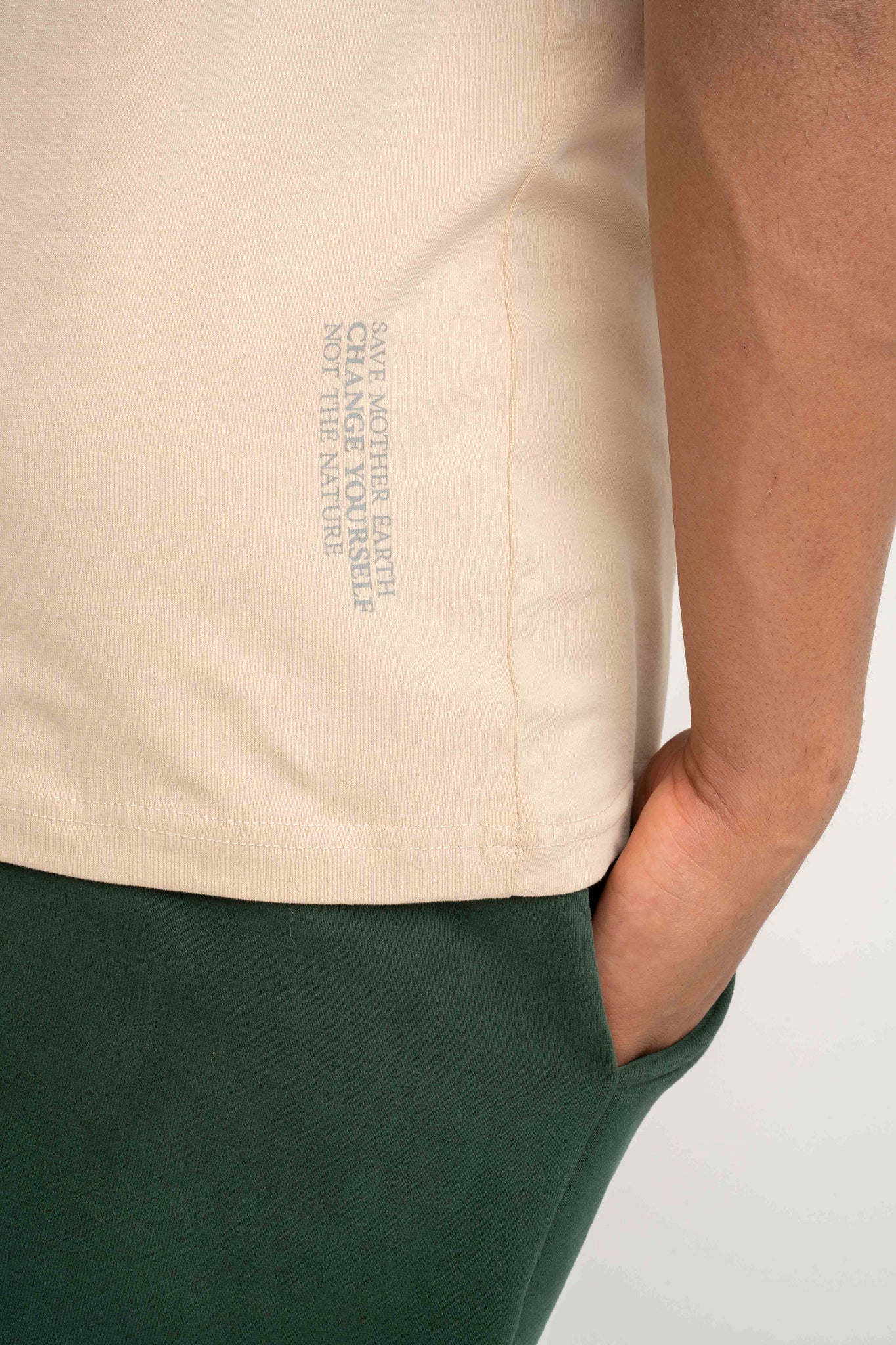 T-SHIRT MĘSKI BEŻOWY - EVEREST