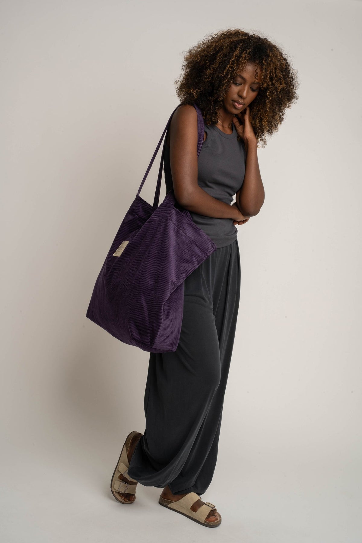 TORBA TYPU SHOPPER  BAG FIOLETOWA - ADALAR