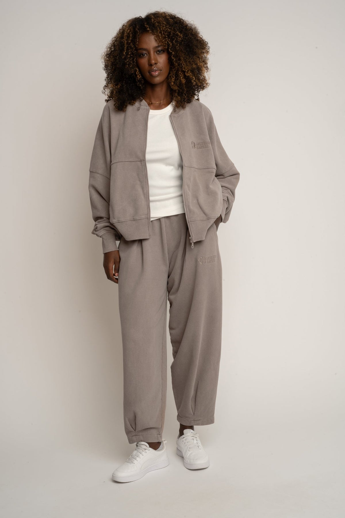 MOCHA WASHED BALLOON FIT JOGGERS - RIBE PETIT