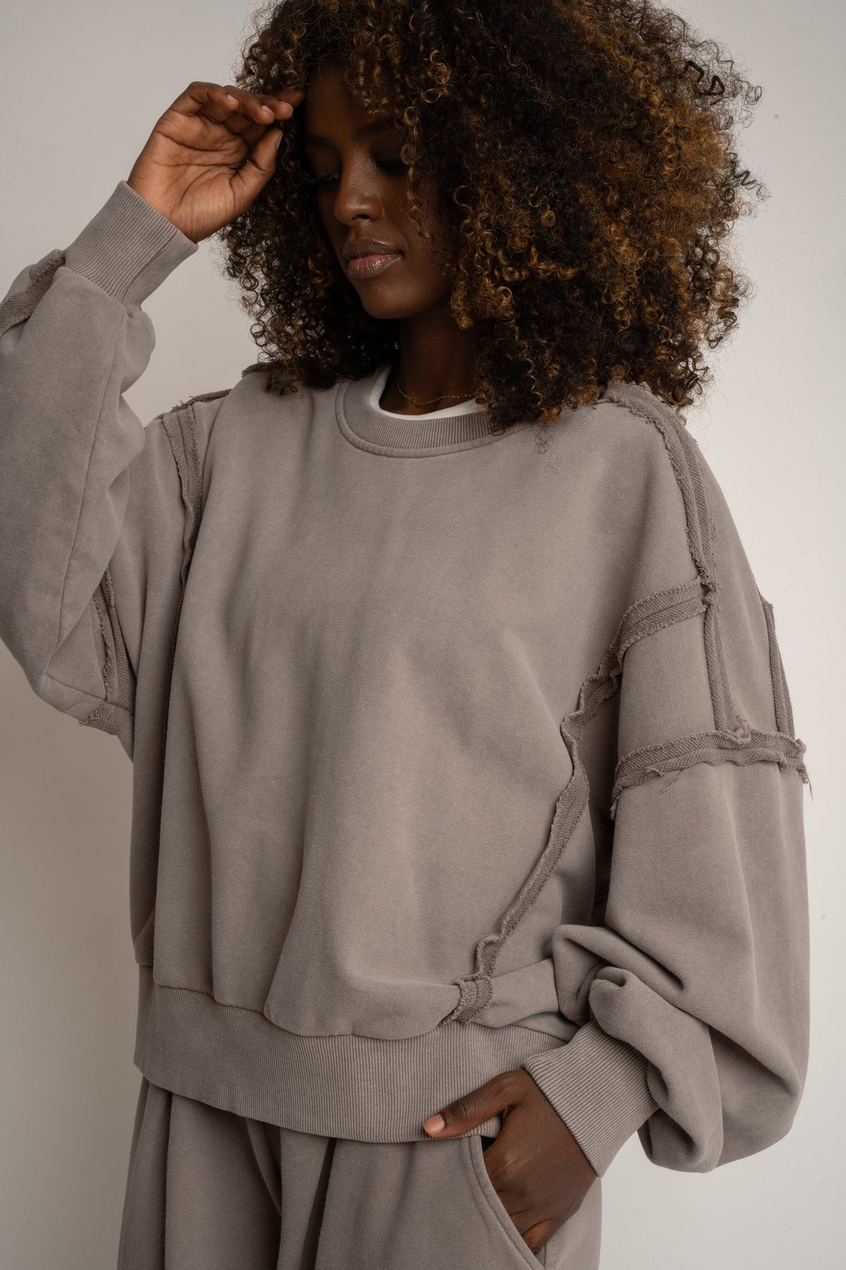 WASHED MOCCA CREWNECK SWEATSHIRT - DALARNA