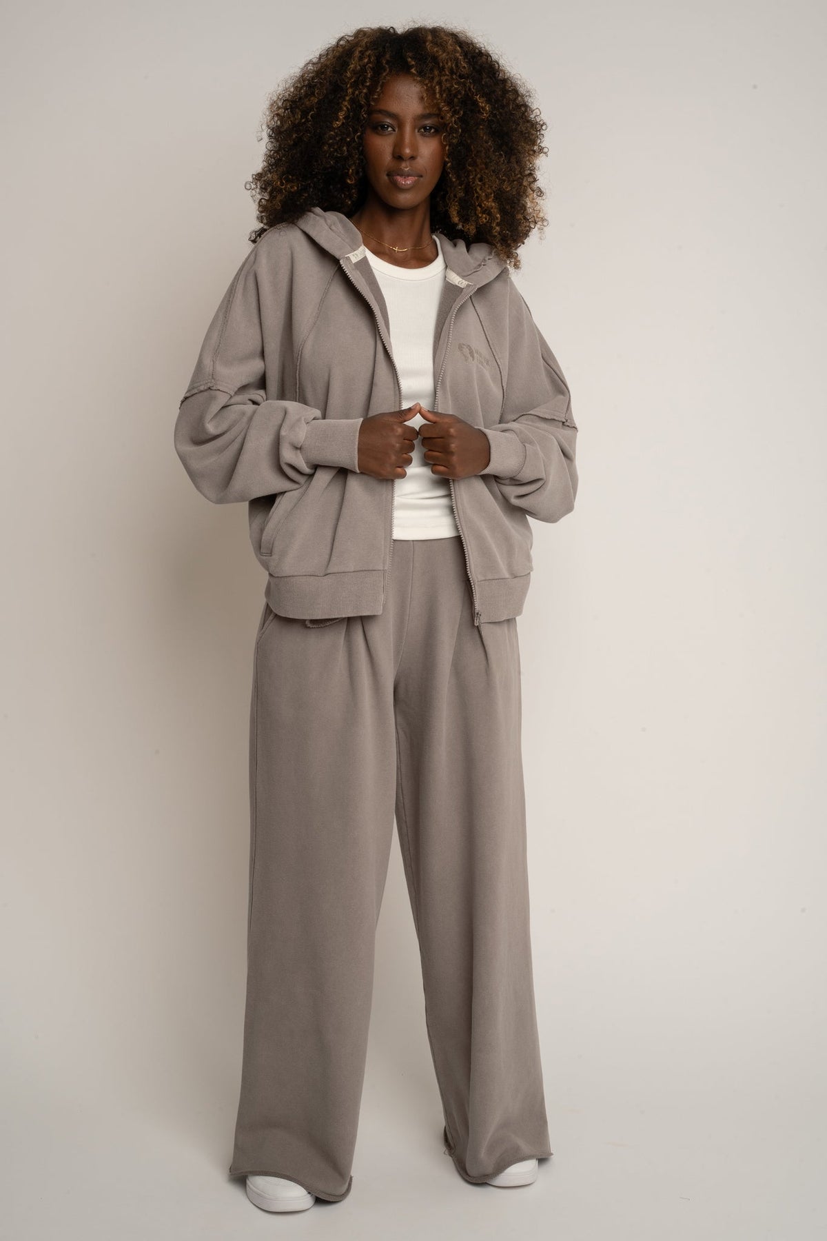 ZIP-UP HOODIE WITH WASHED MOCCA EFFECT - NARVIK