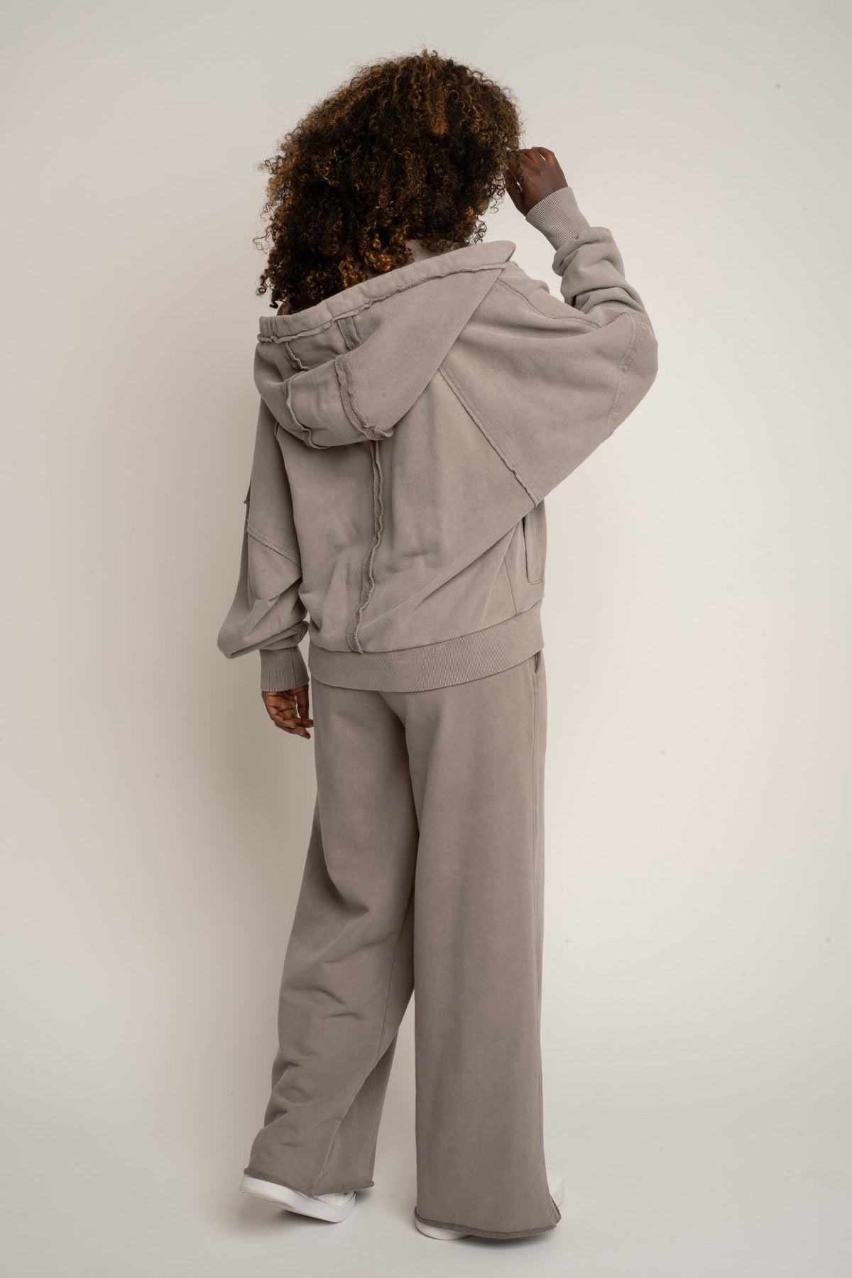 ZIP-UP HOODIE WITH WASHED MOCCA EFFECT - NARVIK